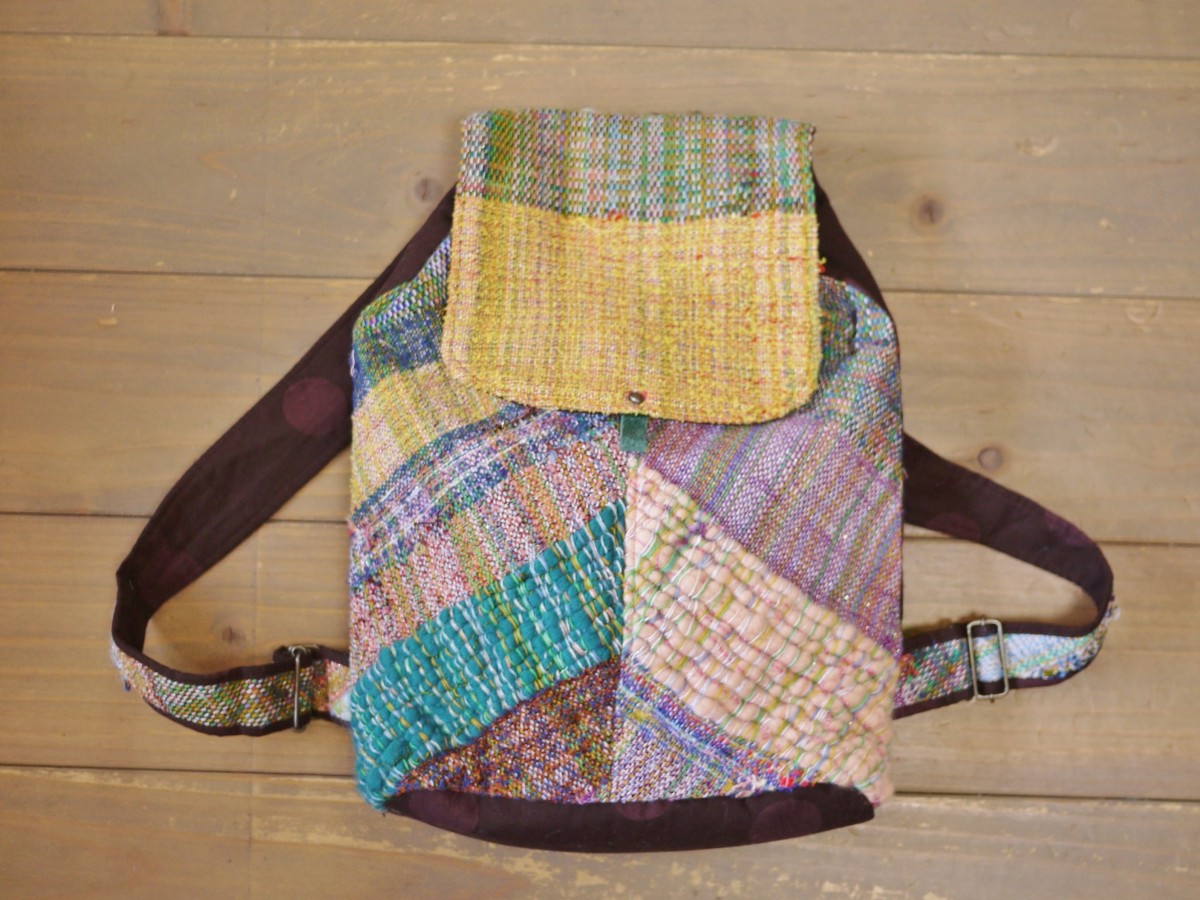 さをり織 リュック Iichi ハンドメイド クラフト作品 手仕事品の通販