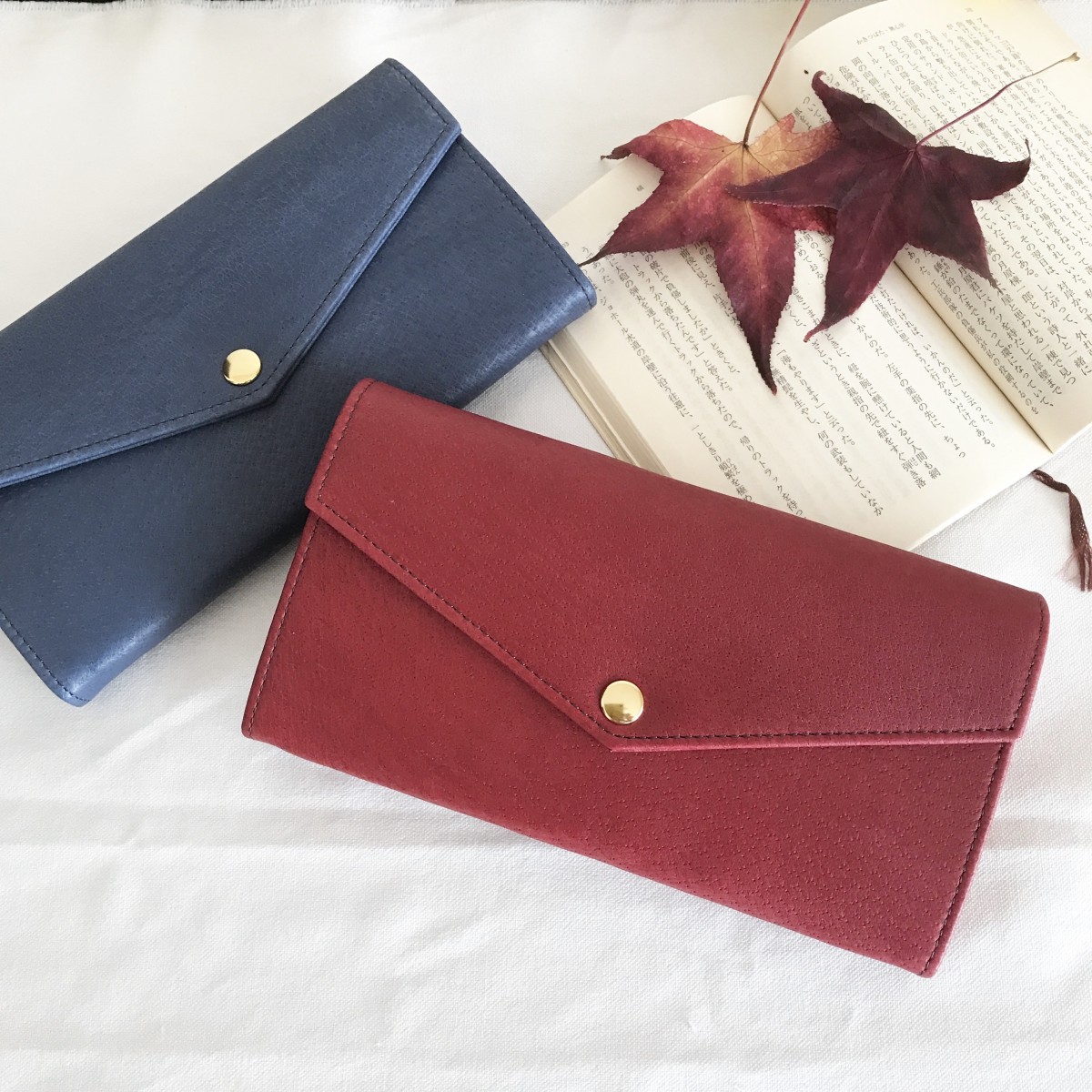 渋い赤色の長財布 Iichi ハンドメイド クラフト作品 手仕事品の通販