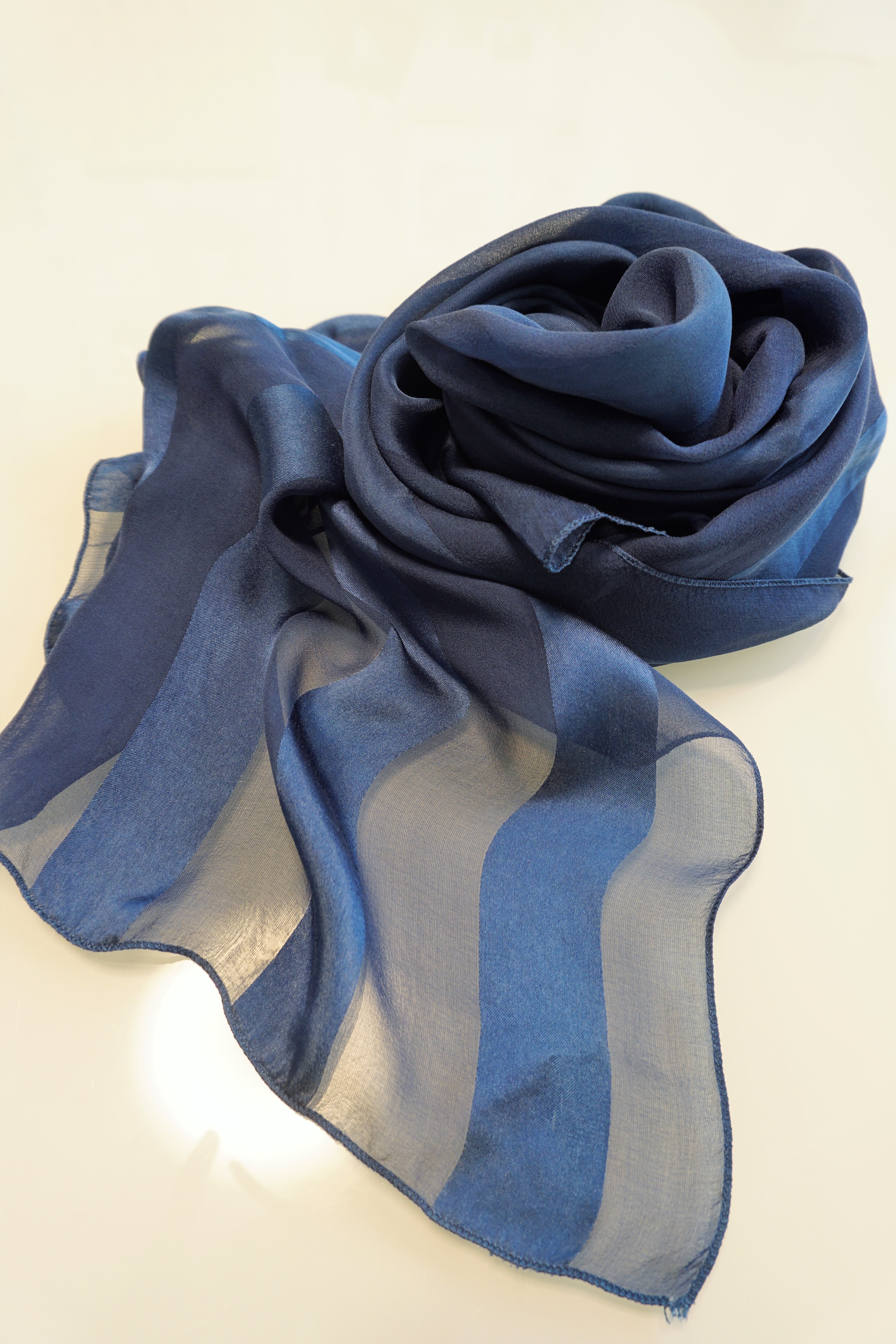 藍染 シルクストライプストール Iichi ハンドメイド クラフト作品 手仕事品の通販