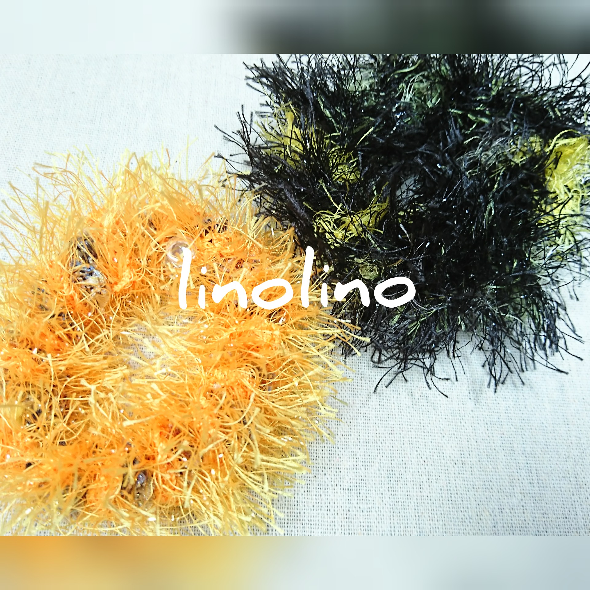 ハワイアンヤーンのシュシュ２点セット ゴールド系 ブラック イエロー系 Iichi ハンドメイド クラフト作品 手仕事品の通販