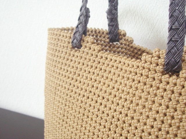 石畳編みのミニトートバッグ クラフトバンド Iichi ハンドメイド クラフト作品 手仕事品の通販