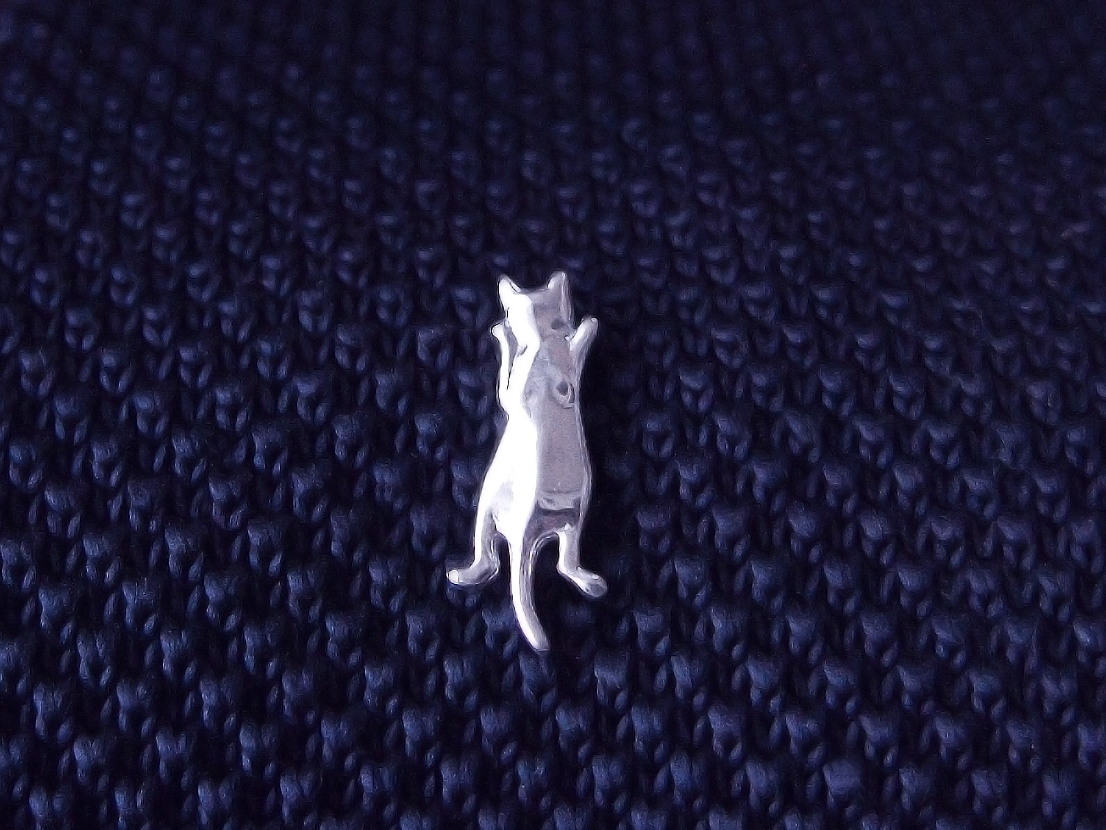 ネコのピンブローチ銀細工 ぶらさがり親猫 シルバー925鏡面仕上げ | iichi ハンドメイド・クラフト作品・手仕事品の通販