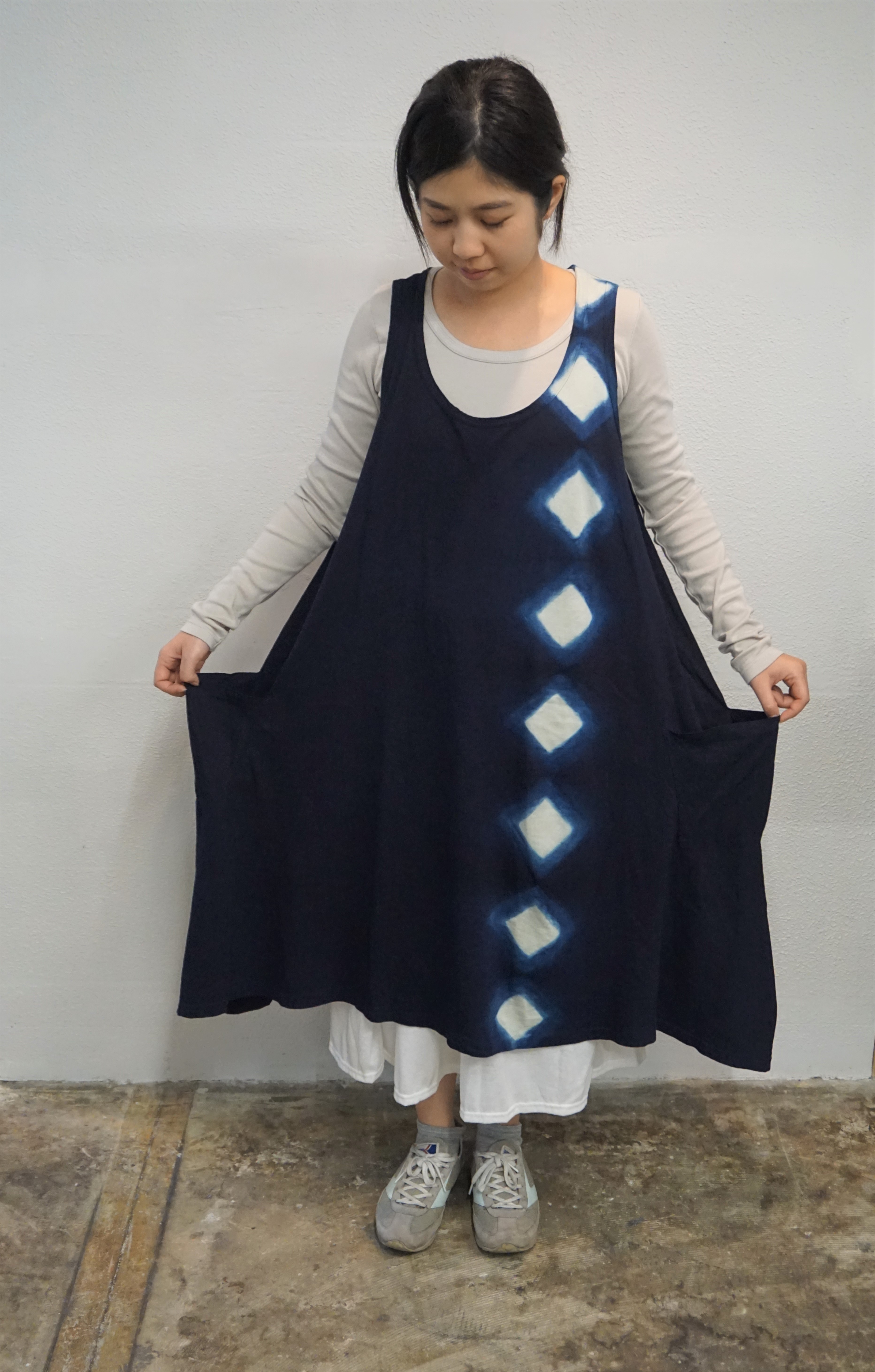 藍染 タンクトップワンピース ひし形 Iichi ハンドメイド クラフト作品 手仕事品の通販
