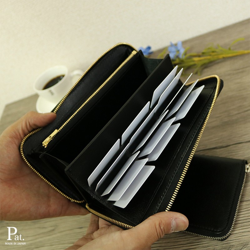 使いやすい長財布 ベーシック Pat Zip ブラック 国産レザー 革 日本製 メンズ レディース Iichi ハンドメイド クラフト作品 手仕事品の通販