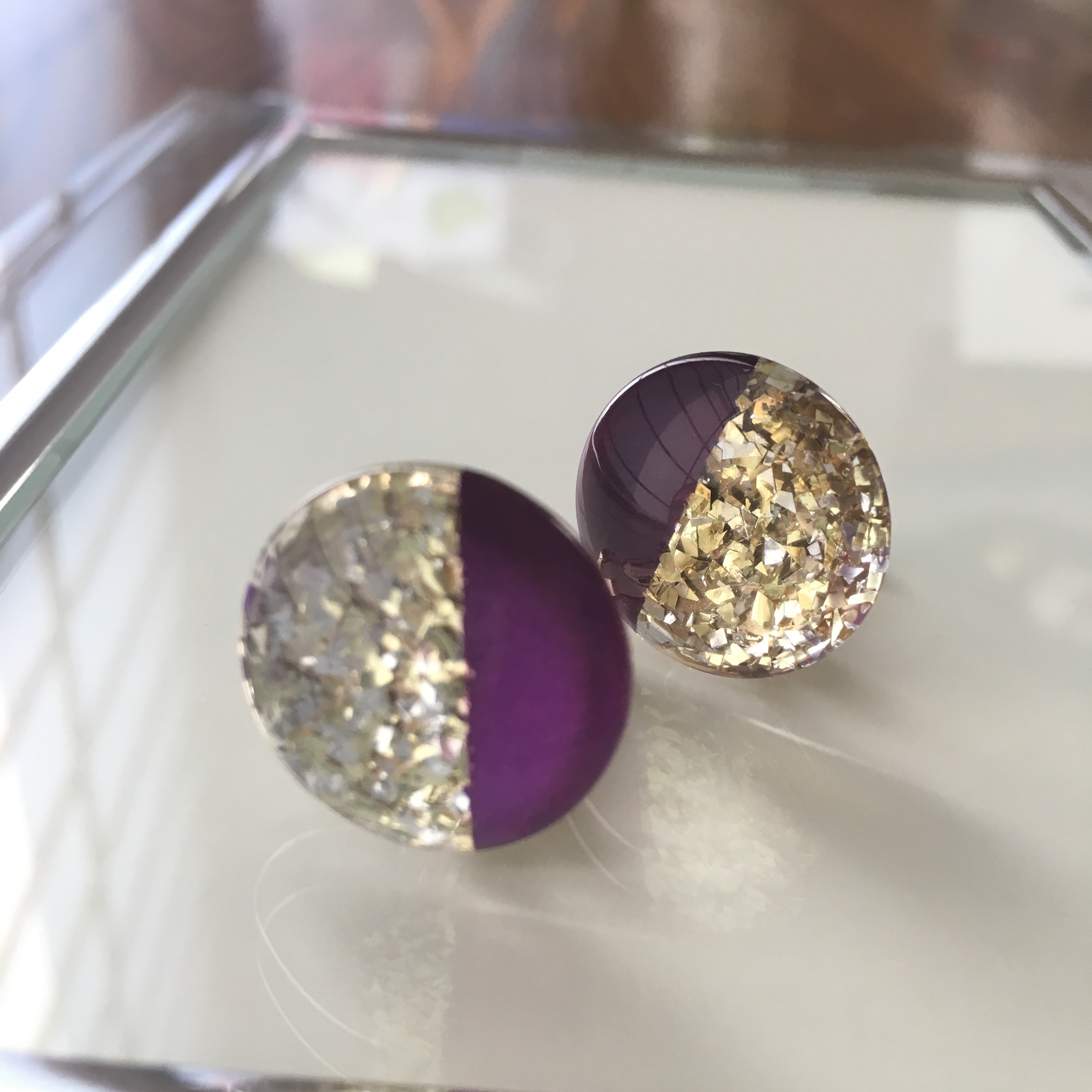 雅 むらさき イヤリング ピアス Iichi ハンドメイド クラフト作品 手仕事品の通販
