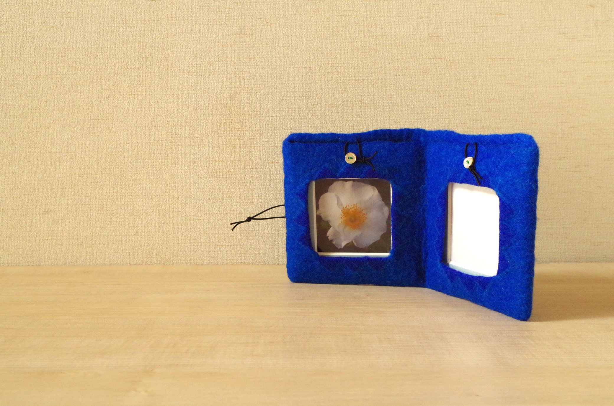 フォトフレーム ブルー Iichi ハンドメイド クラフト作品 手仕事品の通販