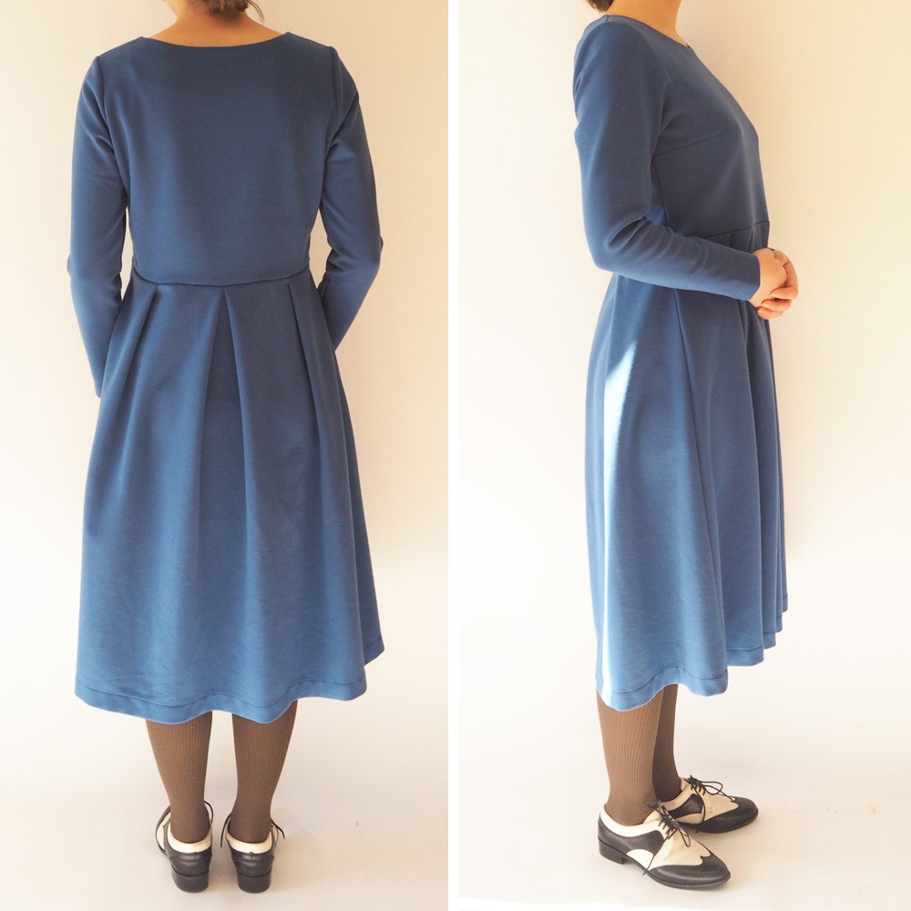 S アーミッシュ風シンプルワンピース 長袖 ロイヤルブルー 厚みのある冬用生地 Iichi ハンドメイド クラフト作品 手仕事品の通販
