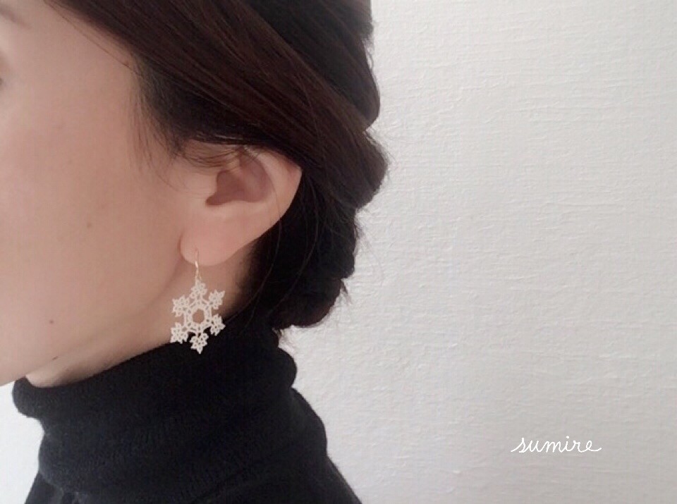 14kgf レースピアス Snowcrystal Iichi ハンドメイド クラフト作品 手仕事品の通販