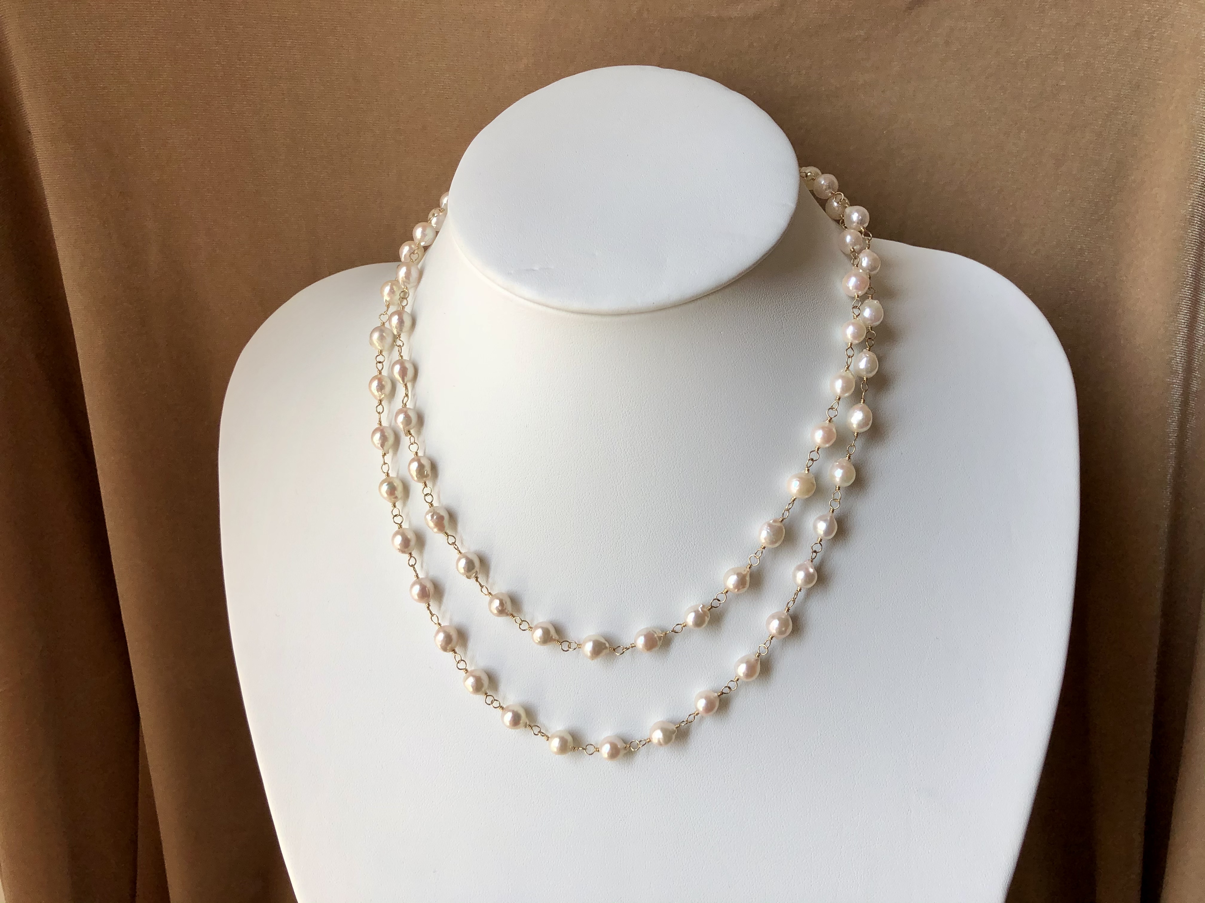 あこやバロックパールのロングネックレス Iichi ハンドメイド クラフト作品 手仕事品の通販