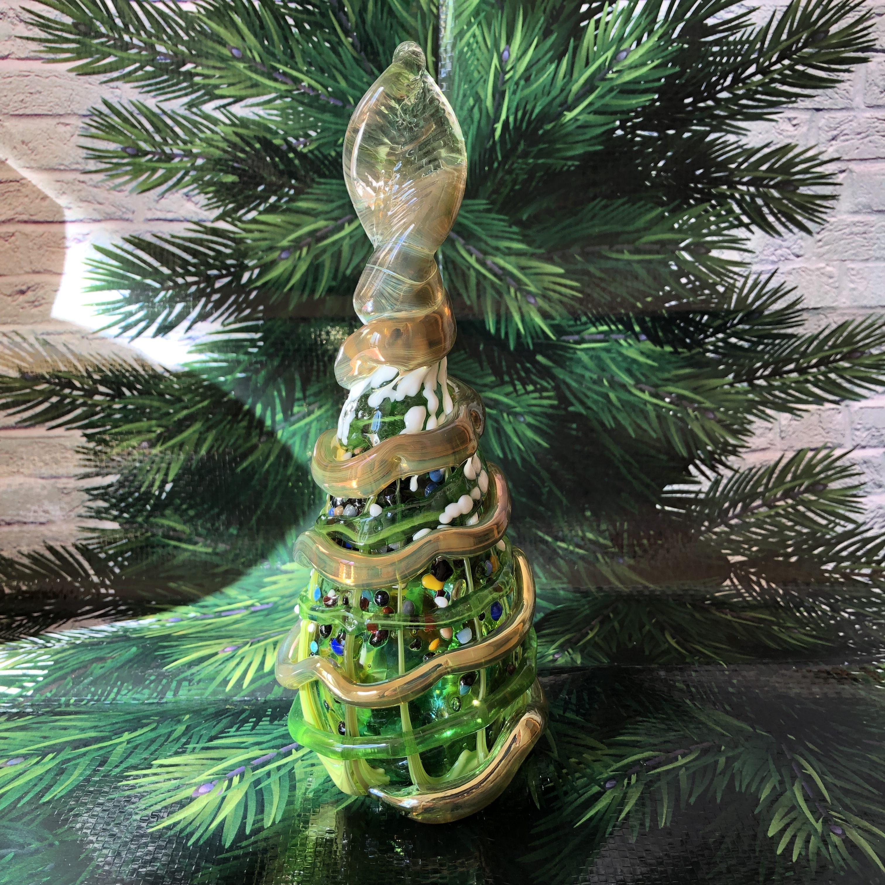 ガラスのクリスマスツリー ミックスカラー テーブルツリー クリスマス Iichi ハンドメイド クラフト作品 手仕事品の通販