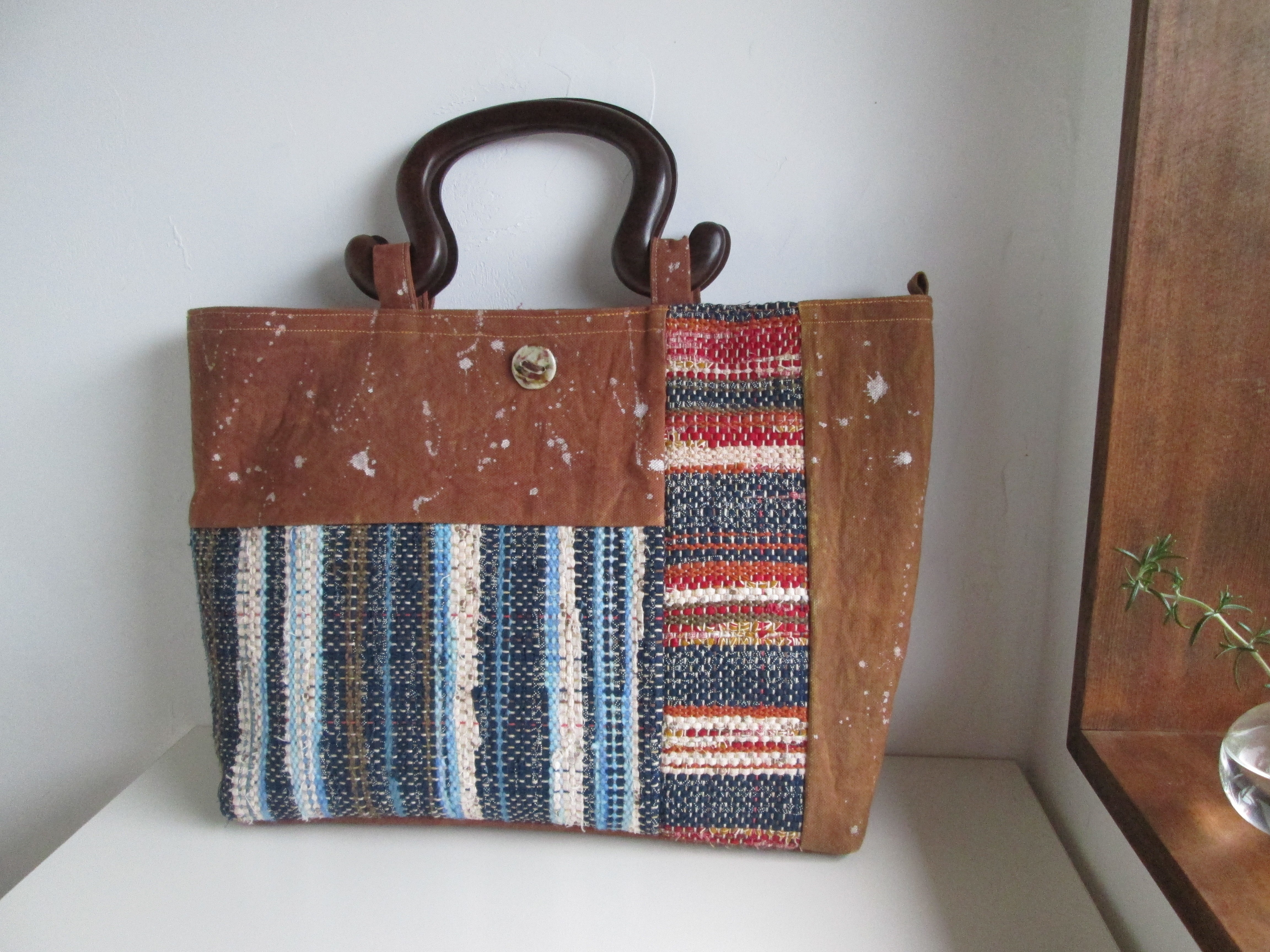 柿渋帆布 裂き織りバッグ Iichi ハンドメイド クラフト作品 手仕事品の通販