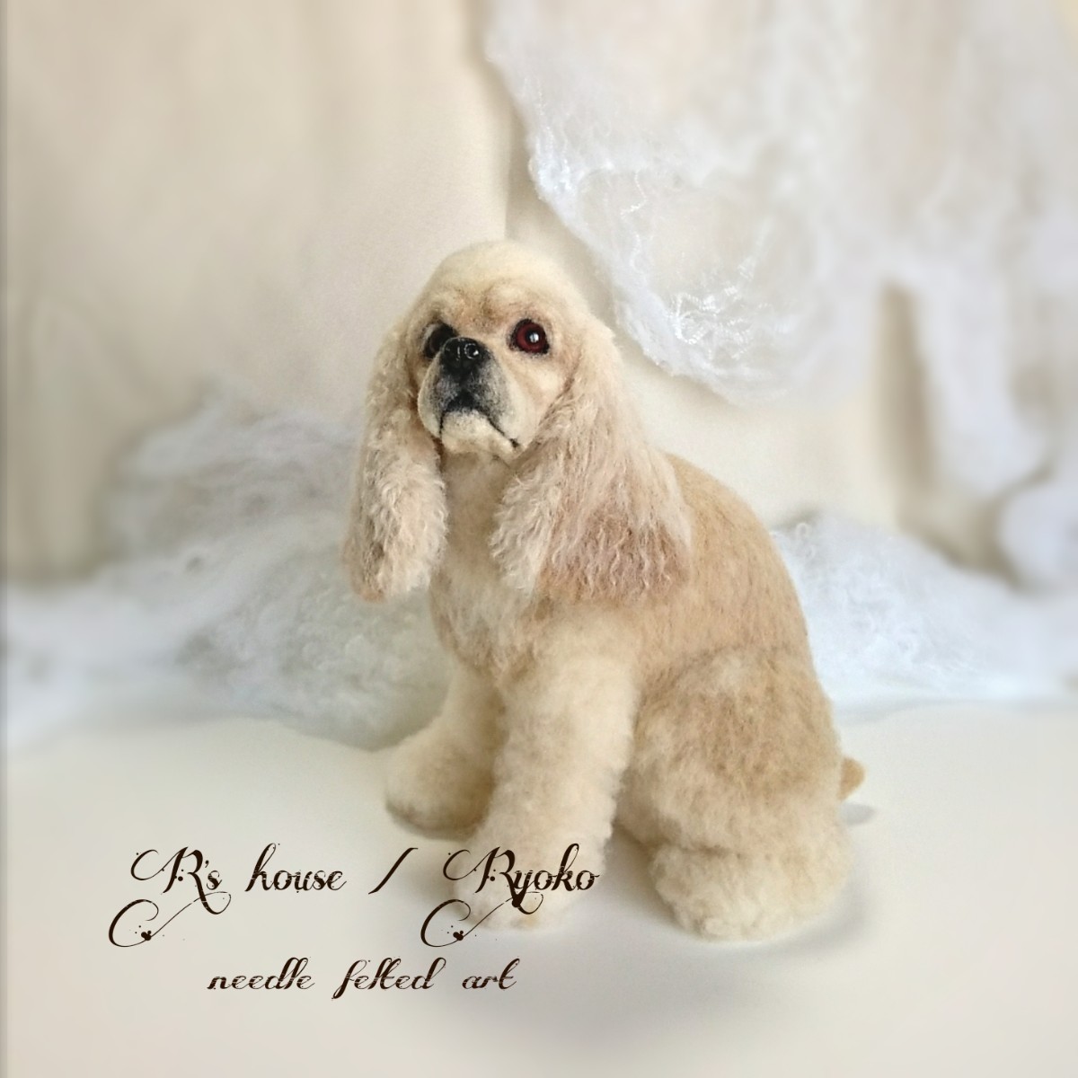 羊毛フェルト アメリカン コッカー スパニエル 犬 人形 Iichi ハンドメイド クラフト作品 手仕事品の通販
