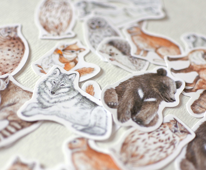 森の動物たちのフレークシール Iichi ハンドメイド クラフト作品 手仕事品の通販