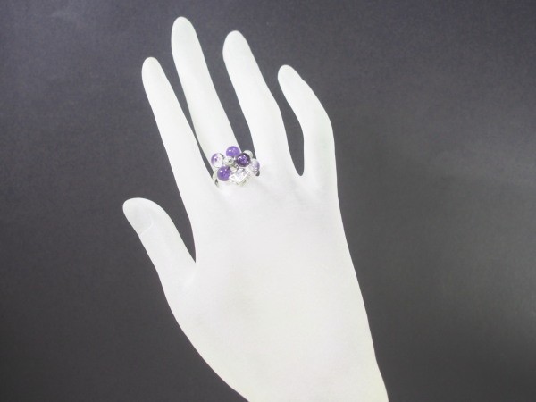 ダイヤのリング 紫 Iichi ハンドメイド クラフト作品 手仕事品の通販