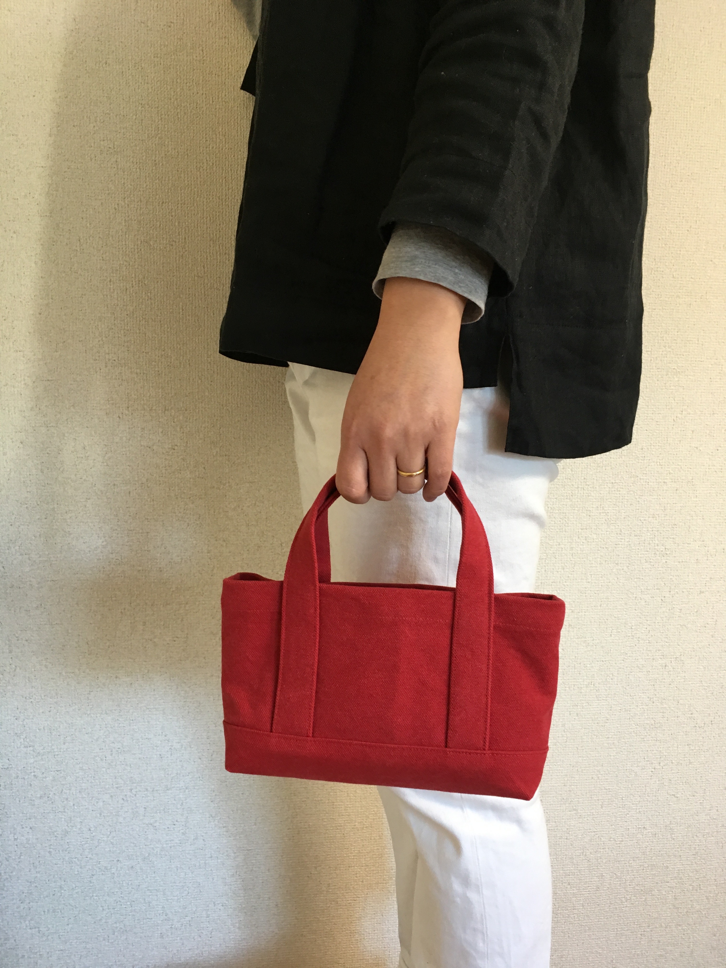 プチトートバッグ 赤 Iichi ハンドメイド クラフト作品 手仕事品の通販