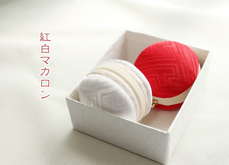 和風 紗綾形 紅白マカロンケースセット Iichi ハンドメイド クラフト作品 手仕事品の通販