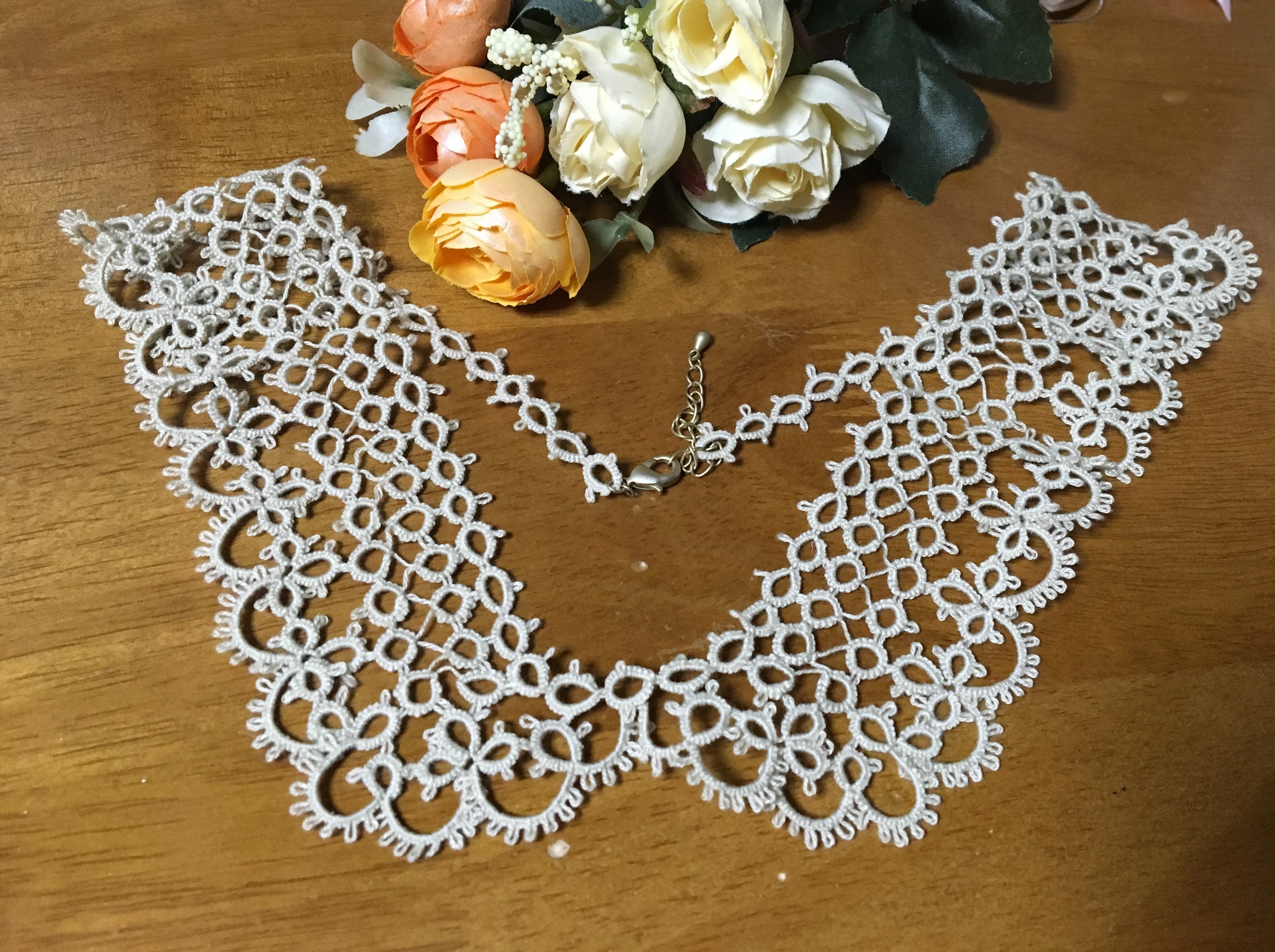 タティングレースのつけ襟 Iichi ハンドメイド クラフト作品 手仕事品の通販