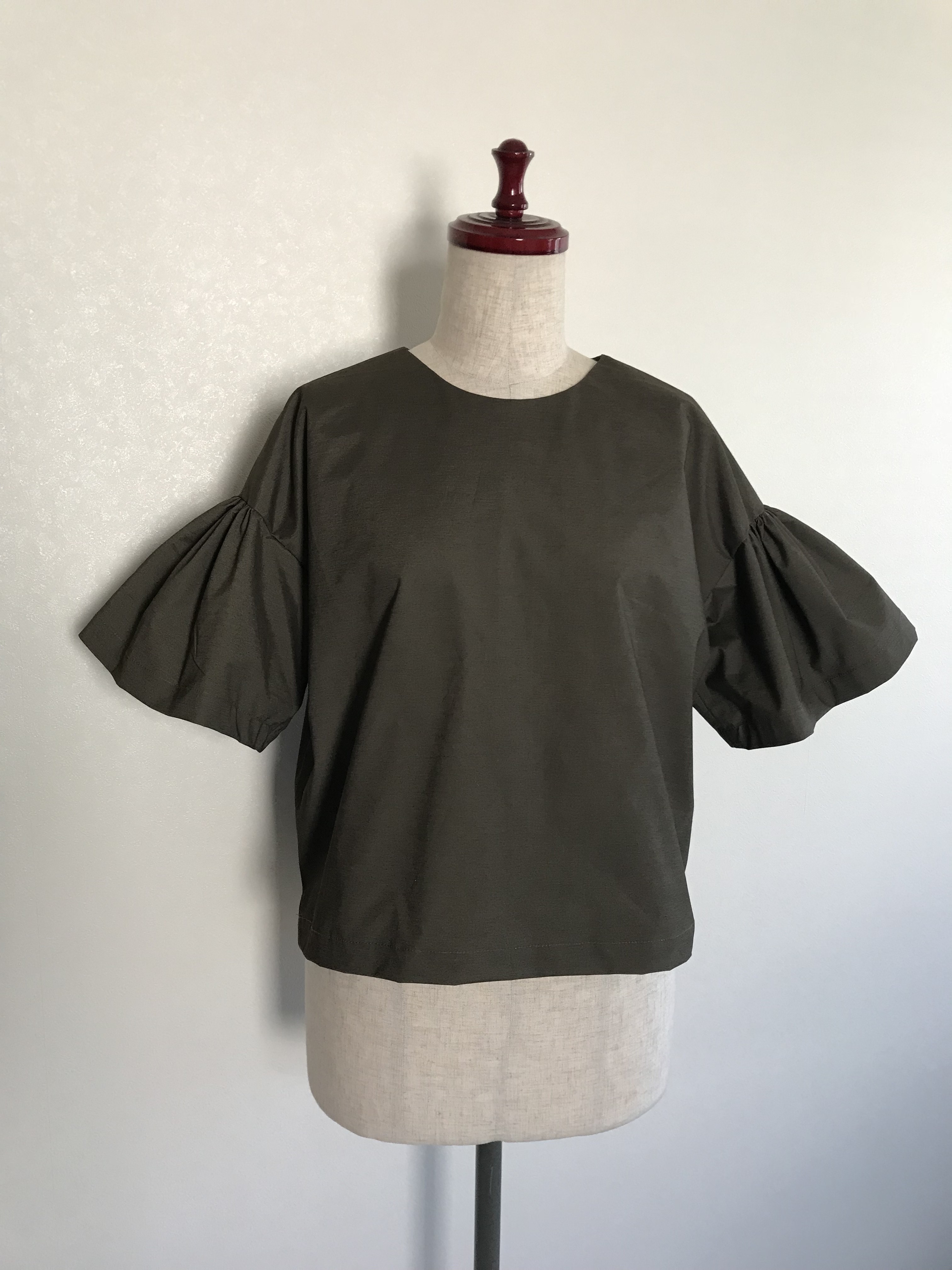 コットン ブラウン 袖フリルブラウス Iichi ハンドメイド クラフト作品 手仕事品の通販
