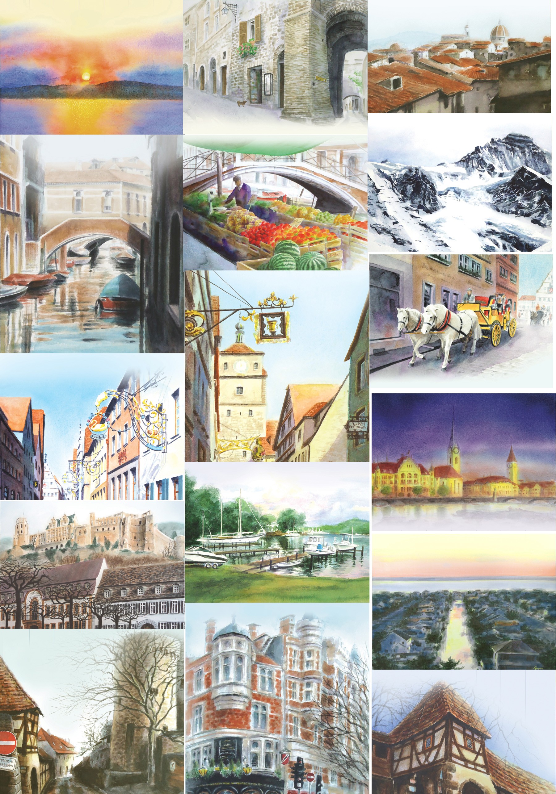 ３２枚 風景の水彩画一筆箋 １６種 ２枚 Iichi ハンドメイド クラフト作品 手仕事品の通販
