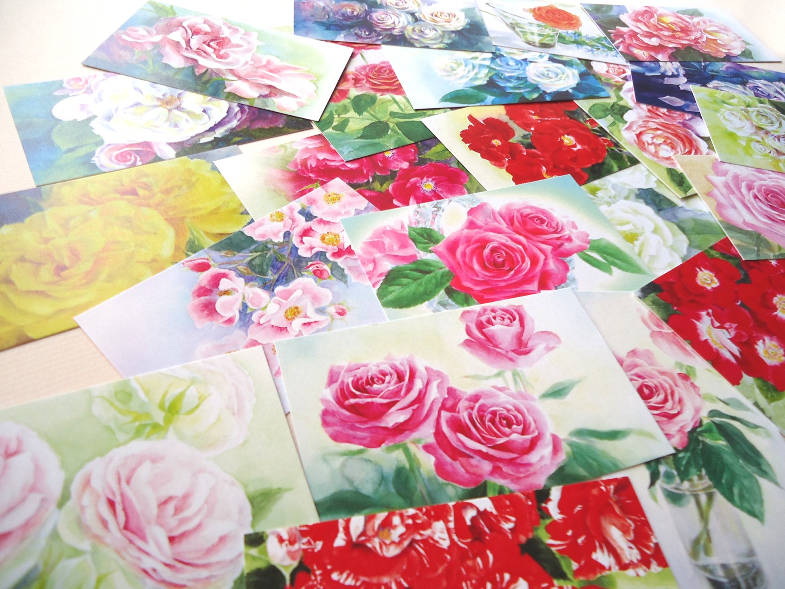 ２２枚 バラの水彩画メッセージカード ２２種柄違い Iichi ハンドメイド クラフト作品 手仕事品の通販