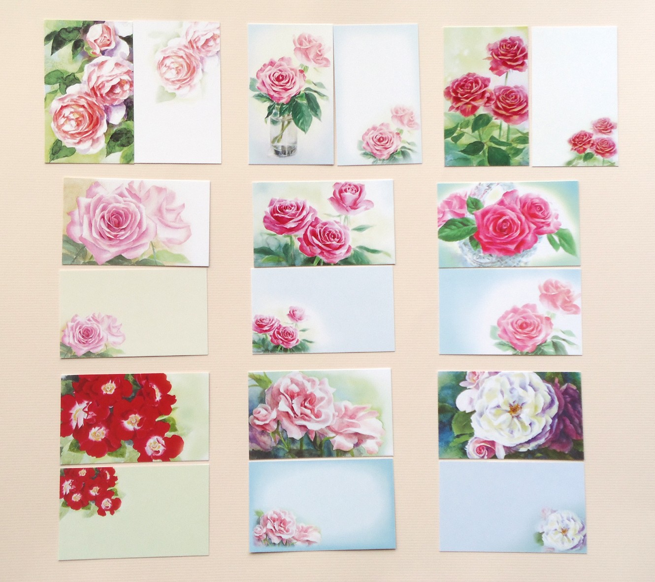 ２２枚 バラの水彩画メッセージカード ２２種柄違い Iichi ハンドメイド クラフト作品 手仕事品の通販