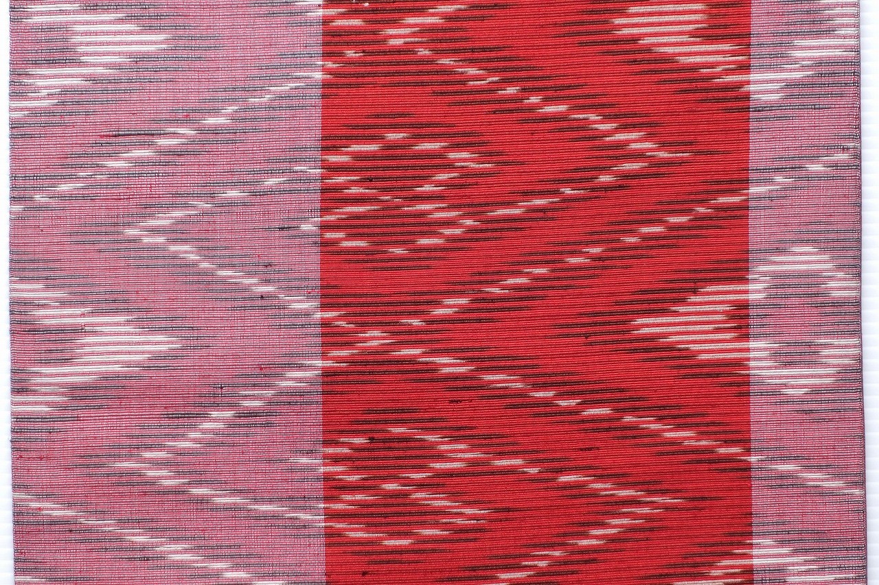 タイシルク赤白黒菱柄絣名古屋帯 Iichi ハンドメイド クラフト作品 手仕事品の通販