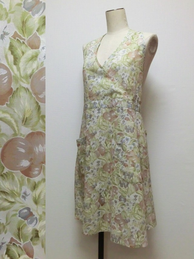 エプロン 大人の可愛いエプロン ワンピース ドレス 透け感ある花柄 M Iichi ハンドメイド クラフト作品 手仕事品の通販