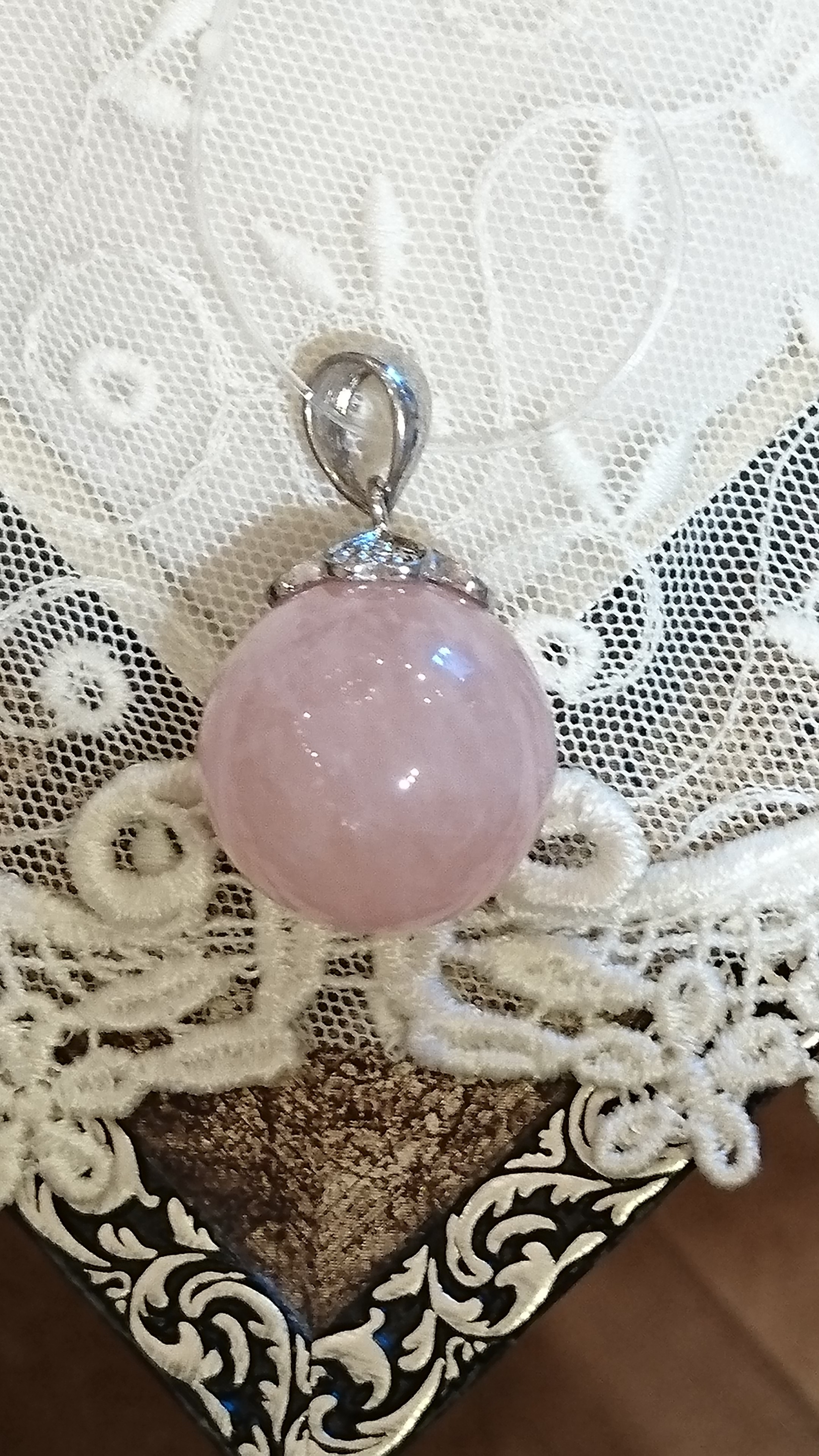 ローズクォーツ ペンダントトップ Roud Iichi ハンドメイド クラフト作品 手仕事品の通販