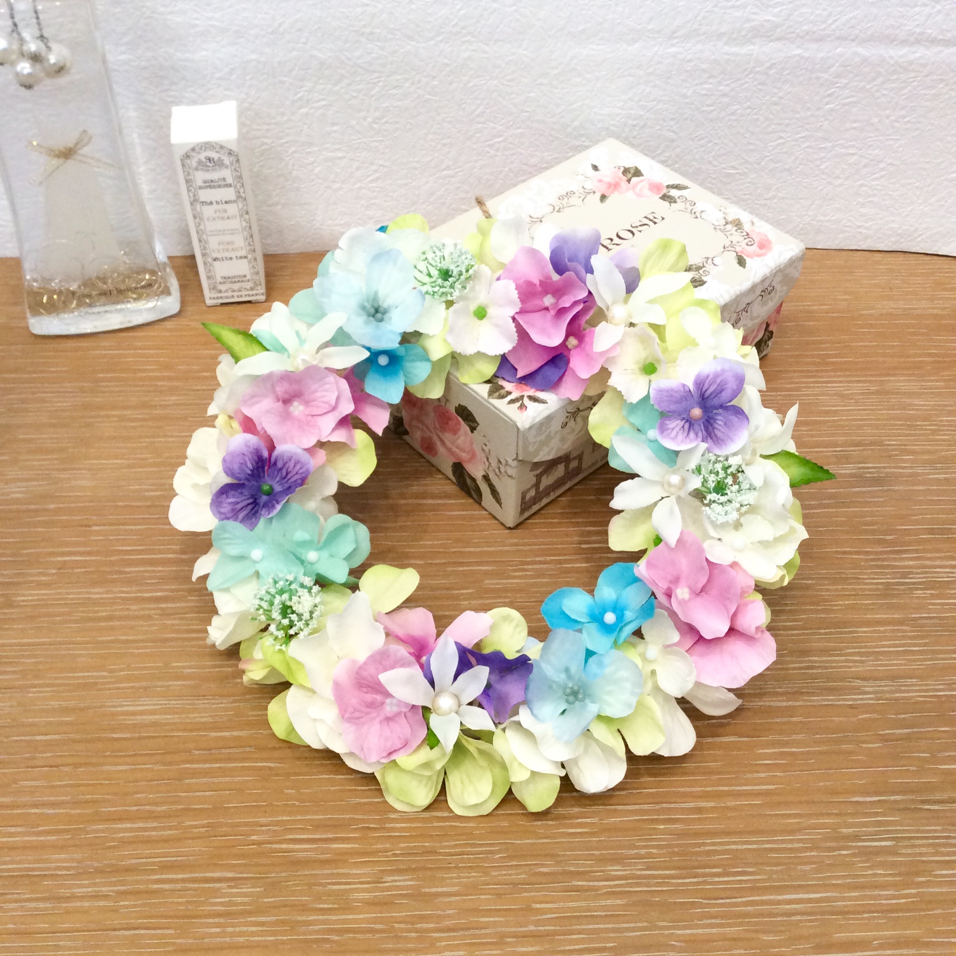 虹色の紫陽花のリース Iichi ハンドメイド クラフト作品 手仕事品の通販