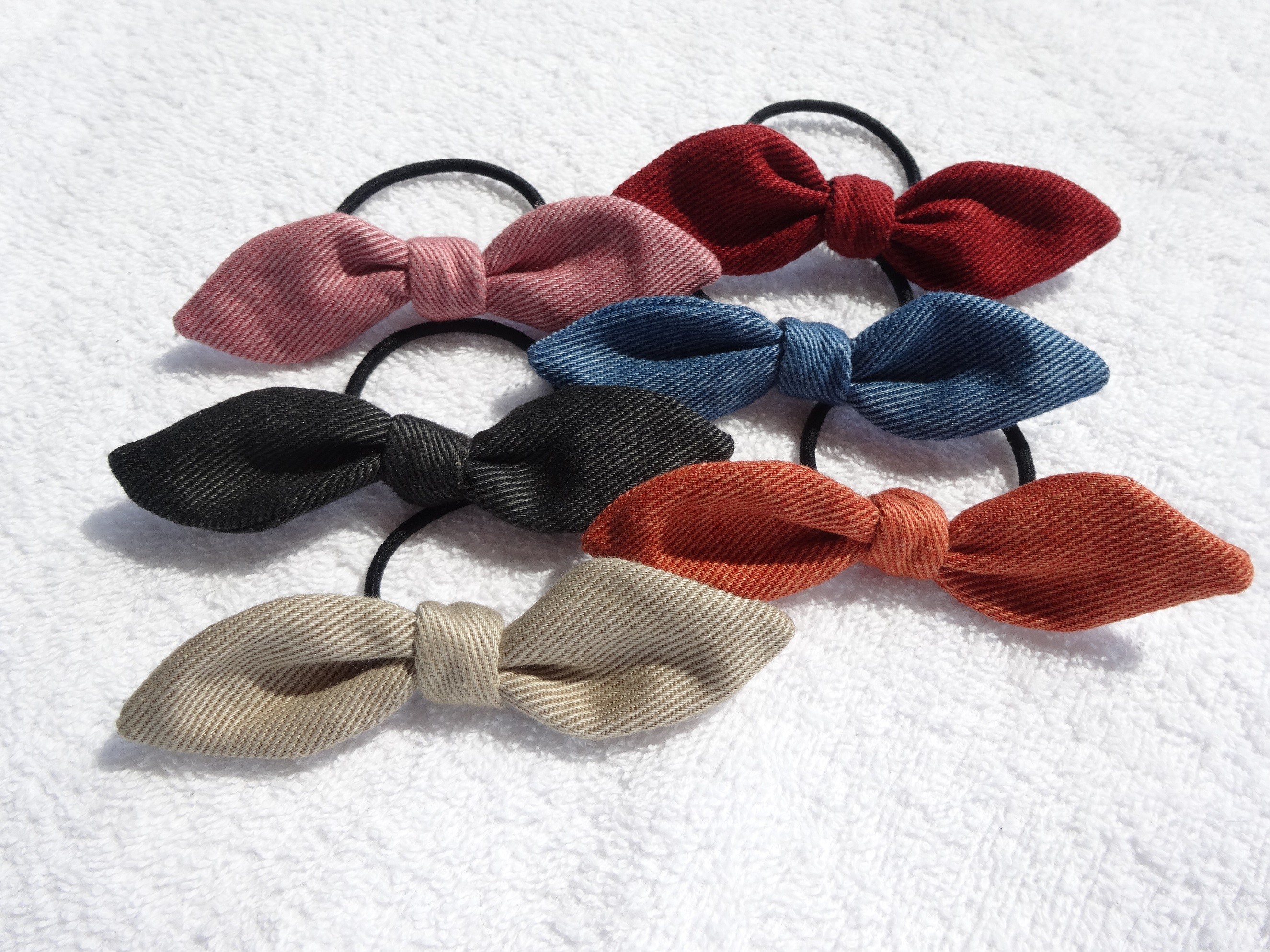 オールドデニム リボンのヘアゴム Iichi ハンドメイド クラフト作品 手仕事品の通販