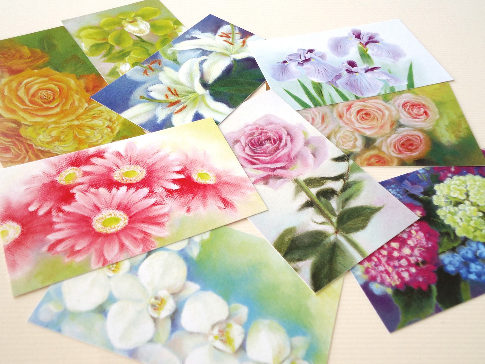 ９枚 花のパステル画メッセージカード ９種柄違い Iichi ハンドメイド クラフト作品 手仕事品の通販