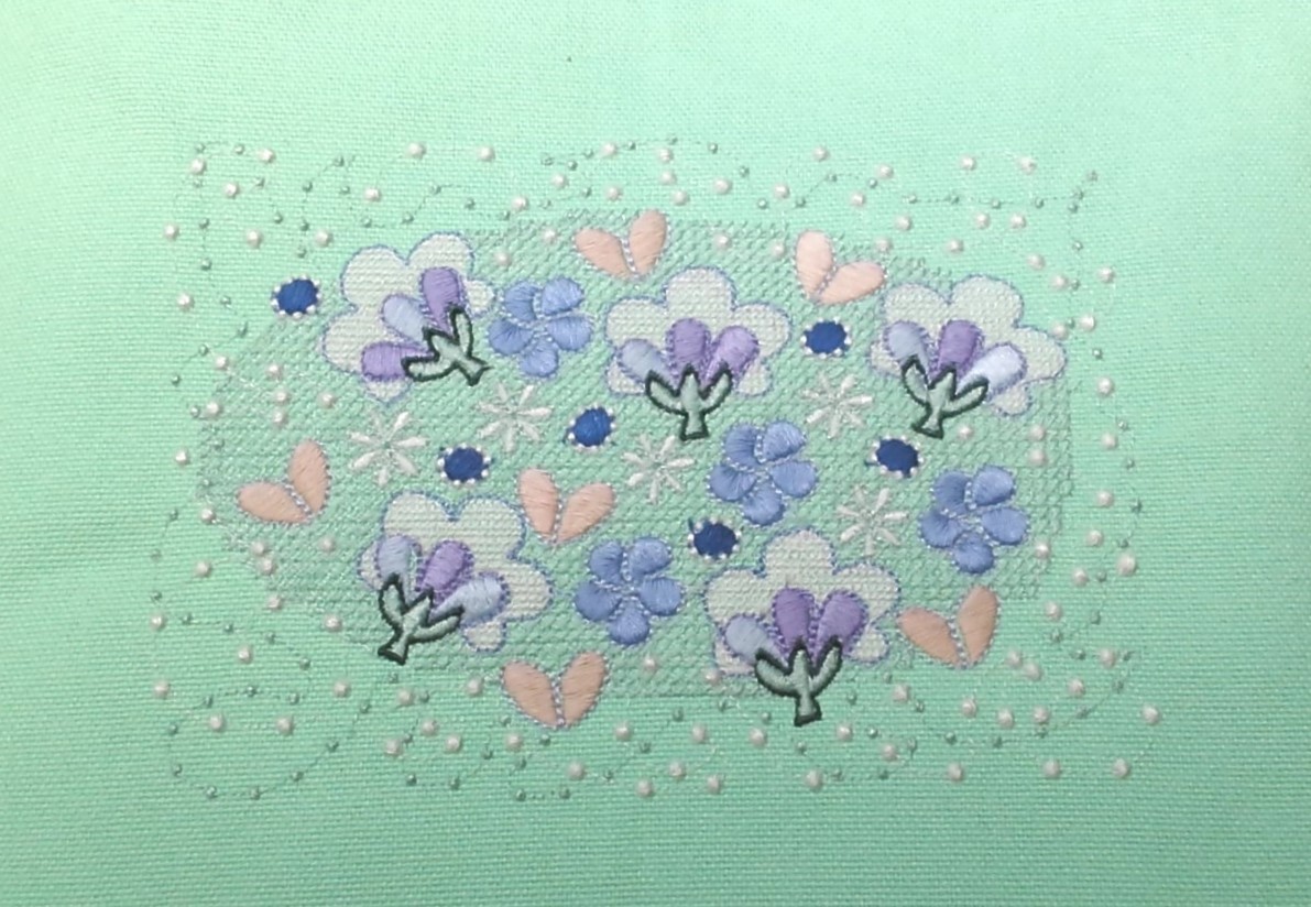 刺繍入り帆布トートバッグ 花の森 ミントグリーン Iichi ハンドメイド クラフト作品 手仕事品の通販