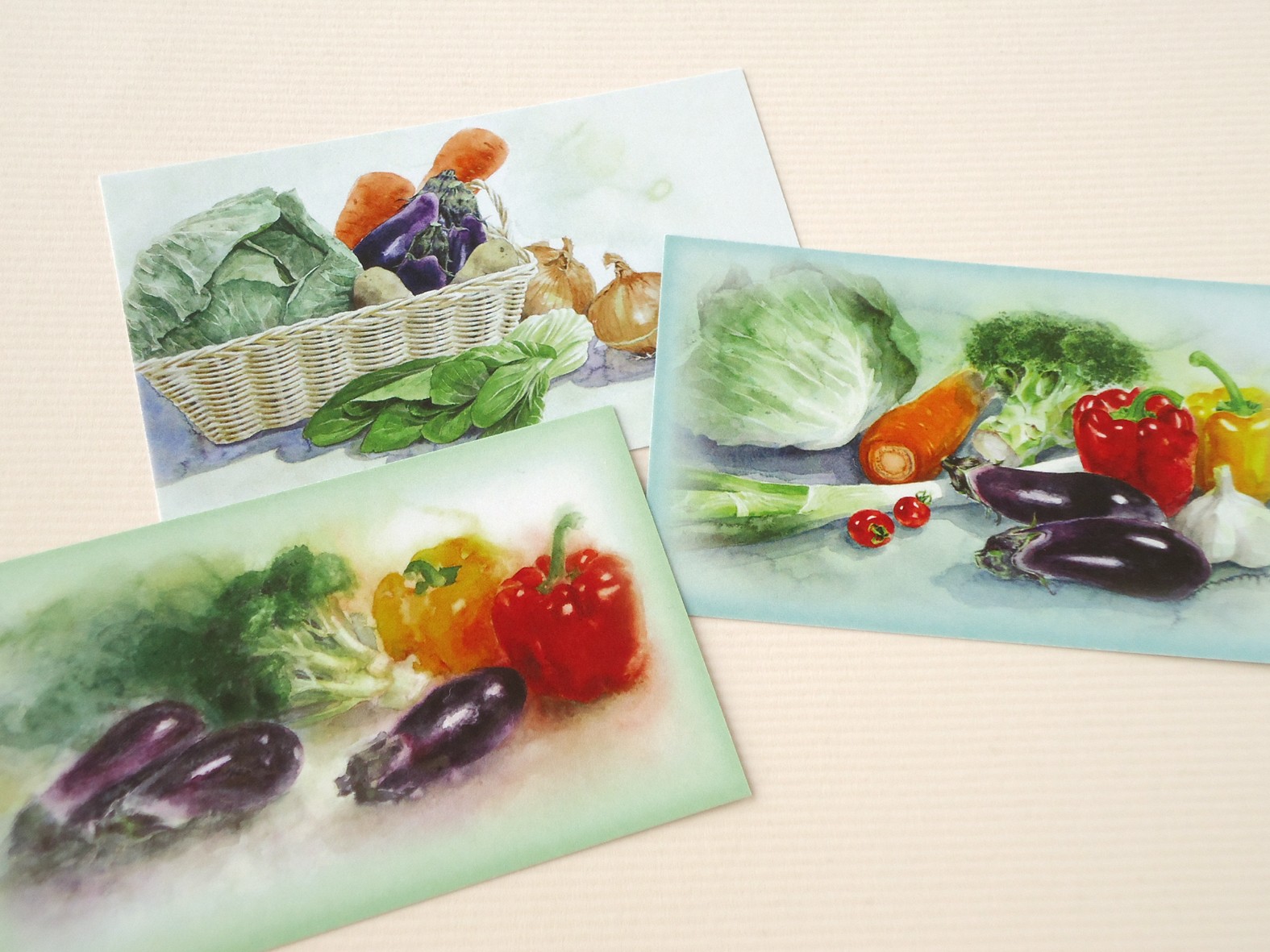 メッセージカード９枚 野菜の水彩画３種 ３枚ずつ Iichi ハンドメイド クラフト作品 手仕事品の通販