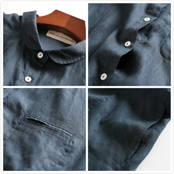 F これからの季節にピッタリ リネンのロングシャツ Iichi ハンドメイド クラフト作品 手仕事品の通販