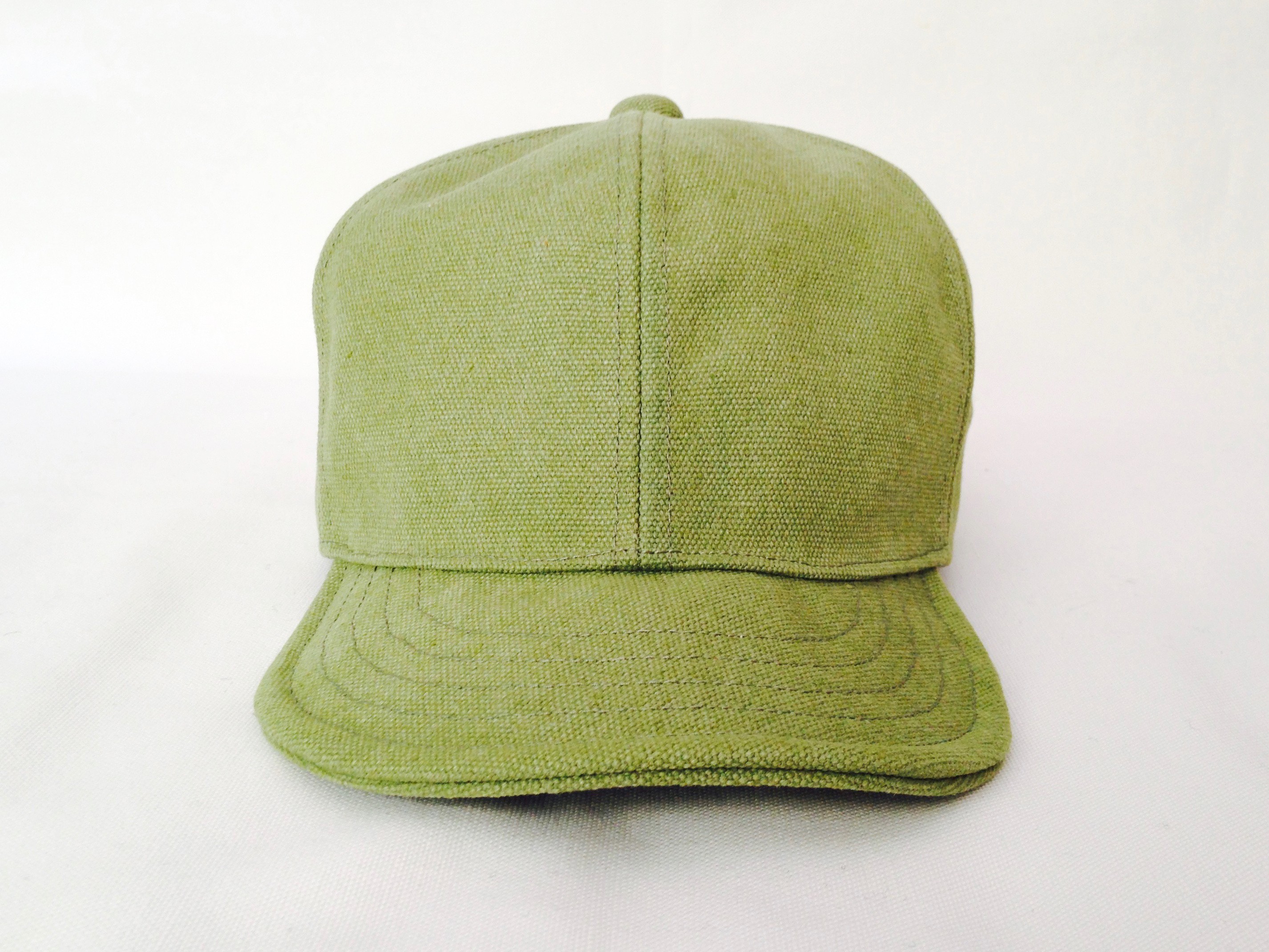 ビンテージ帆布のちょっと浅めキャップ 若草 本革アジャスター付き Iichi ハンドメイド クラフト作品 手仕事品の通販