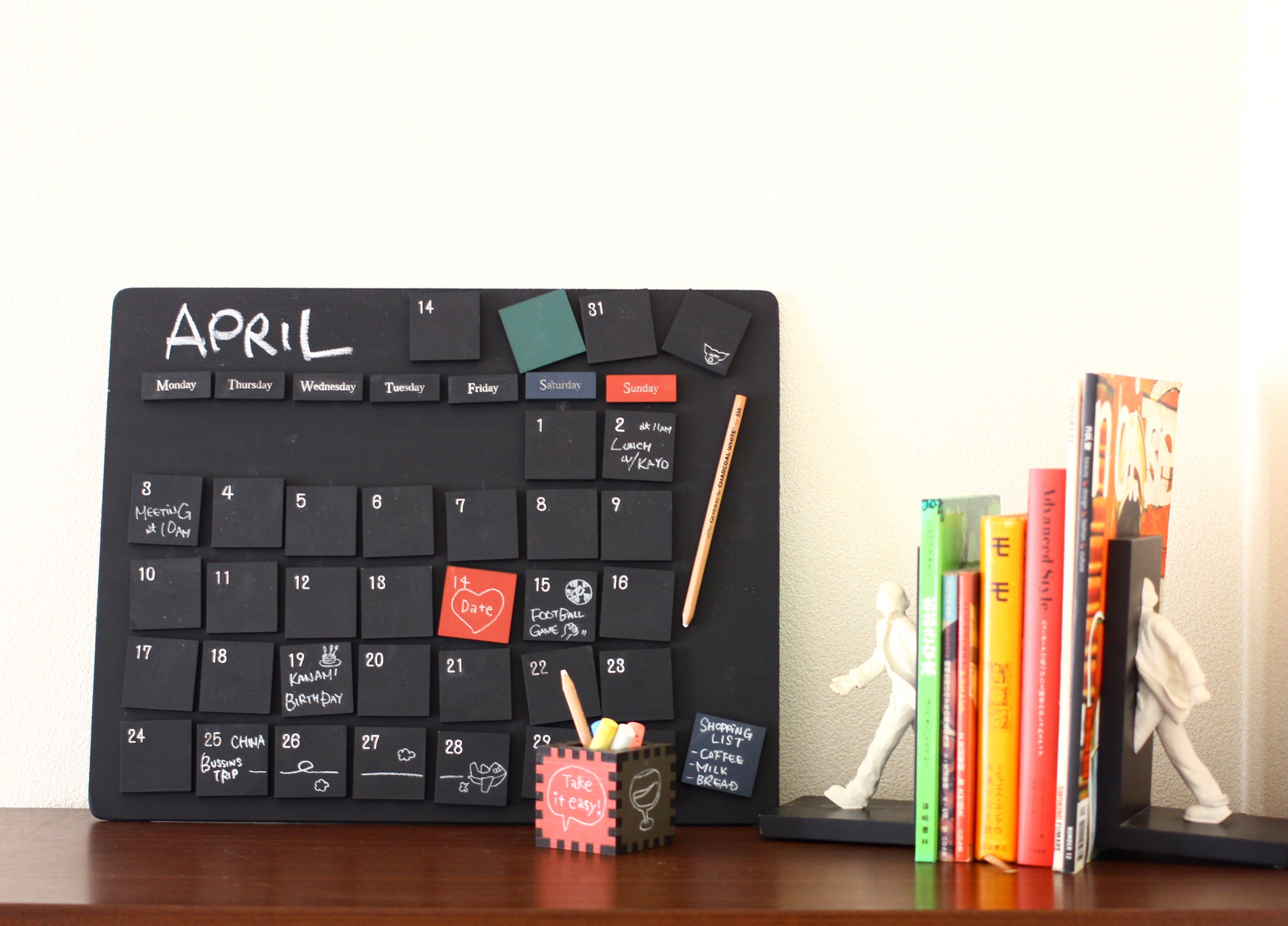 黒板万年カレンダー 黒板ボード 黒板マグネット４２個セット インテリア Iichi ハンドメイド クラフト作品 手仕事品の通販