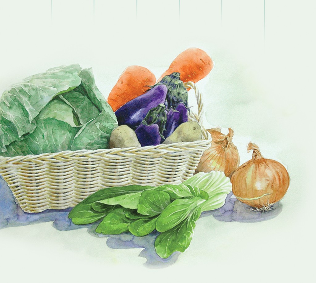 水彩画一筆箋304 籠と野菜 ２５枚 Iichi ハンドメイド クラフト作品 手仕事品の通販