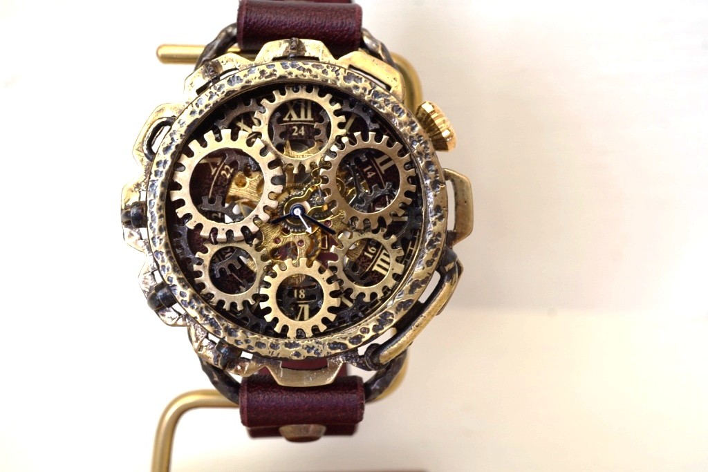 キノパンクワールド 真鍮 ワインブラウン 手作り腕時計 | iichi ハンドメイド・クラフト作品・手仕事品の通販