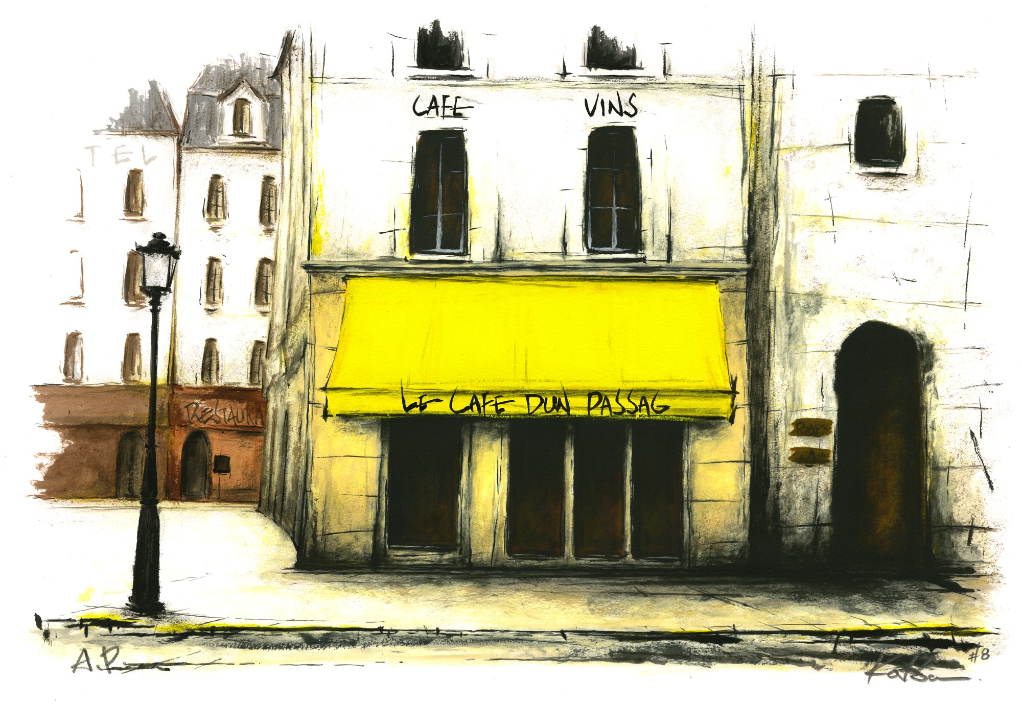 街角の黄色いひさしのあるカフェ Iichi ハンドメイド クラフト作品 手仕事品の通販