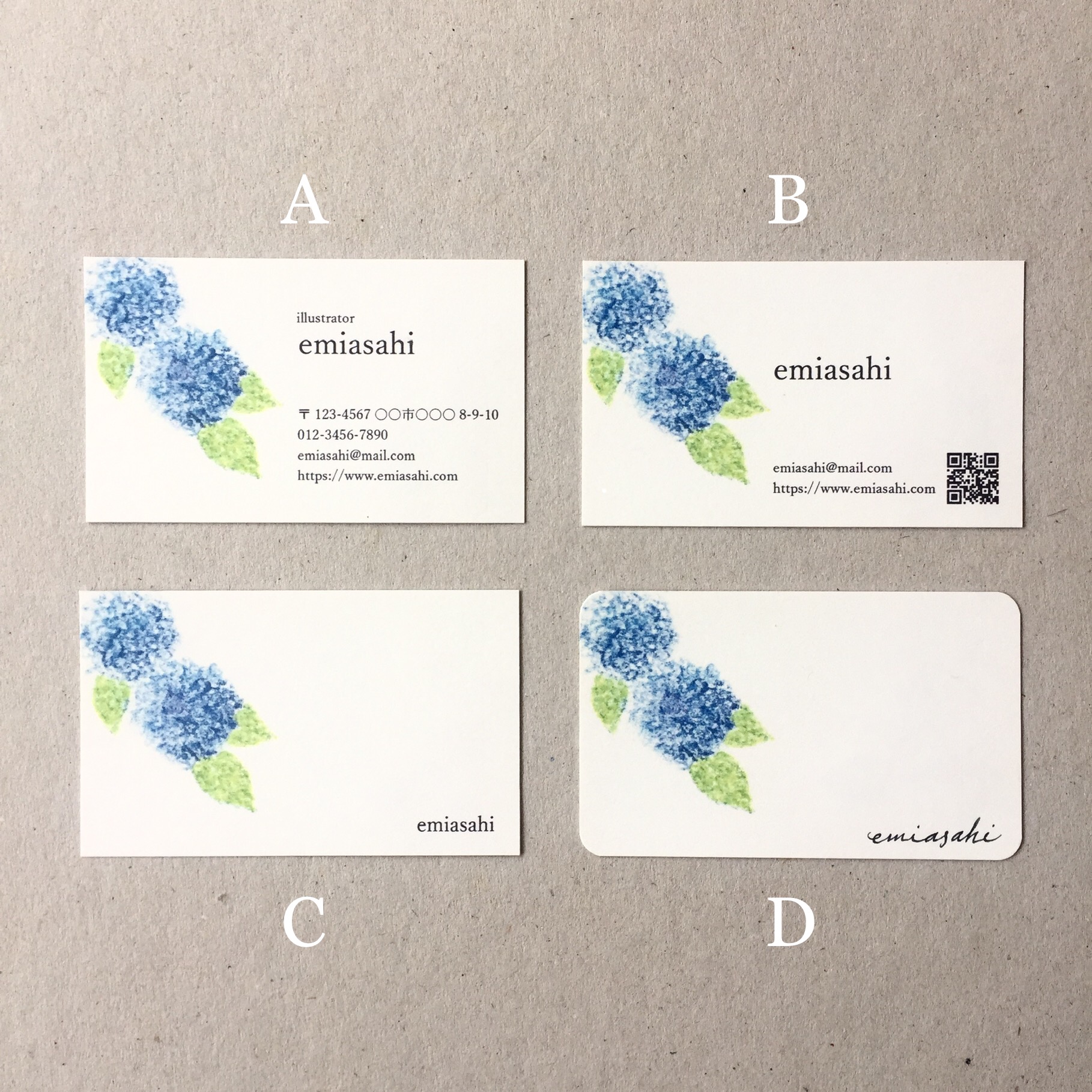 青い紫陽花の名刺 ショップカード メッセージカード アクセサリー台紙 50枚 Iichi ハンドメイド クラフト作品 手仕事品の通販