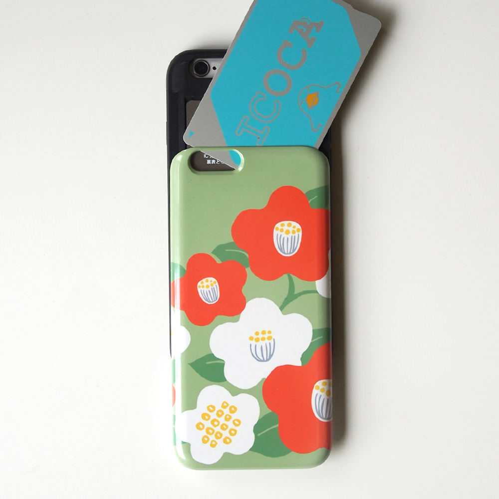 椿のicカード収納iphoneケース Iichi ハンドメイド クラフト作品 手仕事品の通販