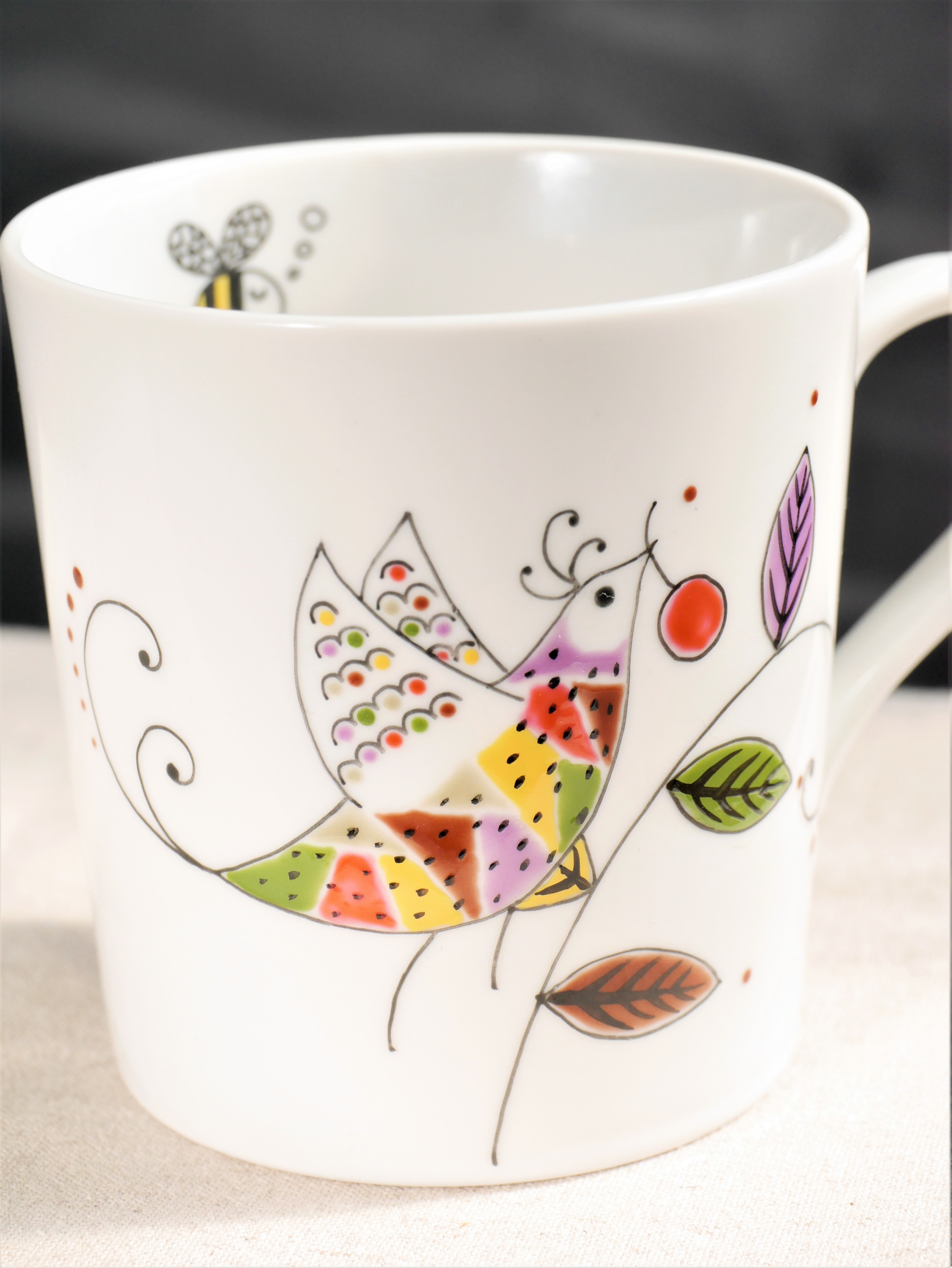 受注制作 北欧風 小鳥のマグカップ Pink Iichi ハンドメイド クラフト作品 手仕事品の通販