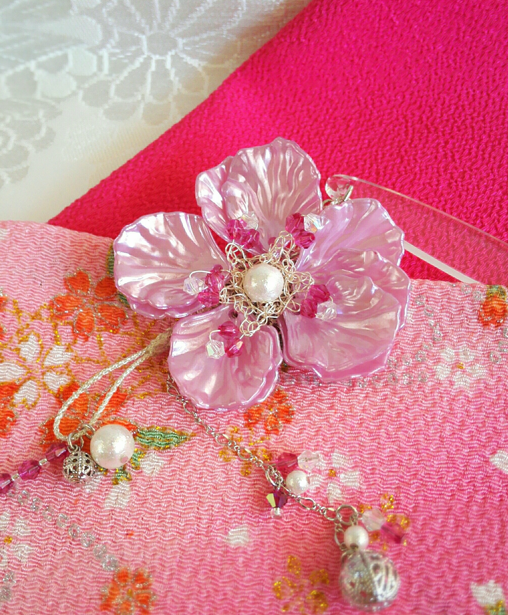 帯飾り ピンク ピンクのお花 Iichi ハンドメイド クラフト作品 手仕事品の通販