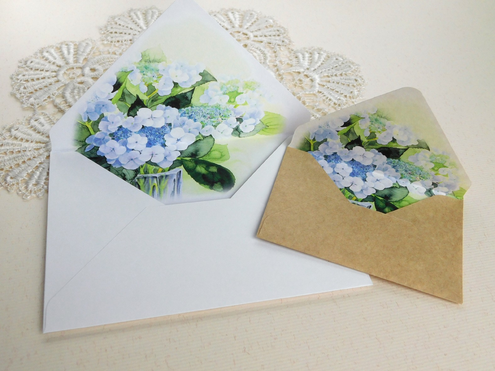 額紫陽花のクラフトミニ封筒&メッセージカード | iichi ハンドメイド 額紫陽花のクラフトミニ封筒&メッセージカード | iichi ハンドメイド