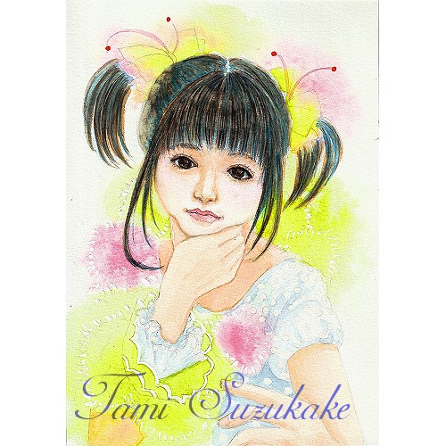 水彩 原画 ふわふわな女の子 Iichi ハンドメイド クラフト作品 手仕事品の通販