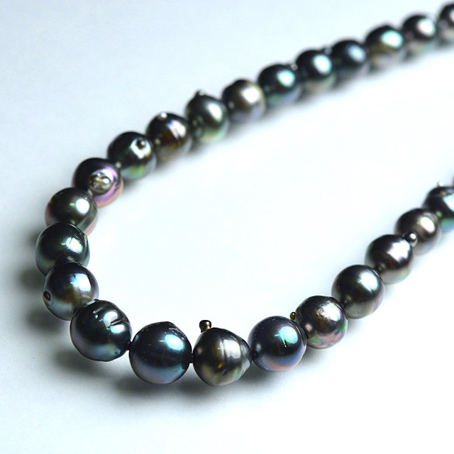 片穴 大きな黒蝶真珠 11~12mm 1粒 貫通 無穴 タヒチパール ラウンド