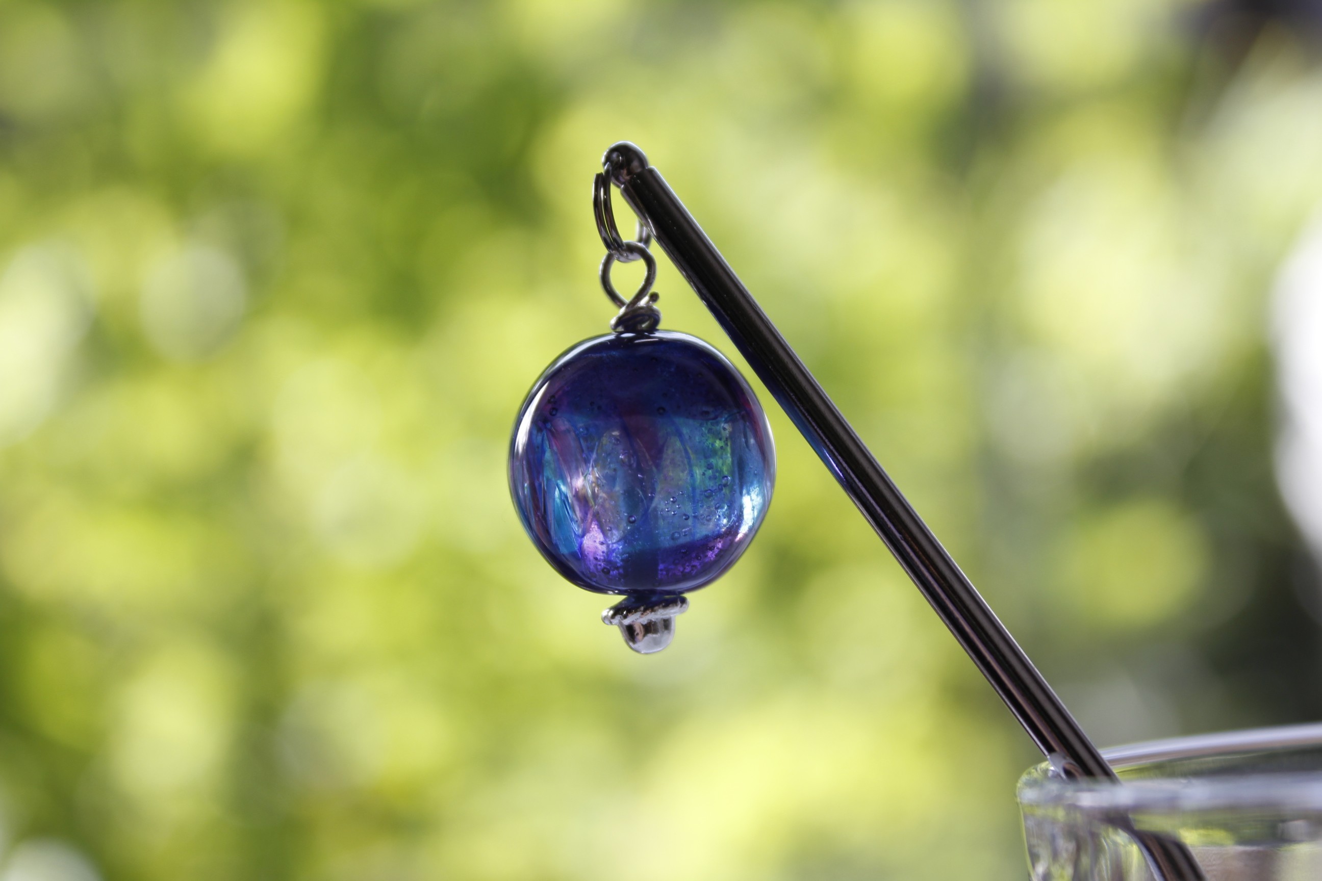 蜻蛉玉のかんざし 陽炎 青 ピンク 18 23 Iichi ハンドメイド クラフト作品 手仕事品の通販