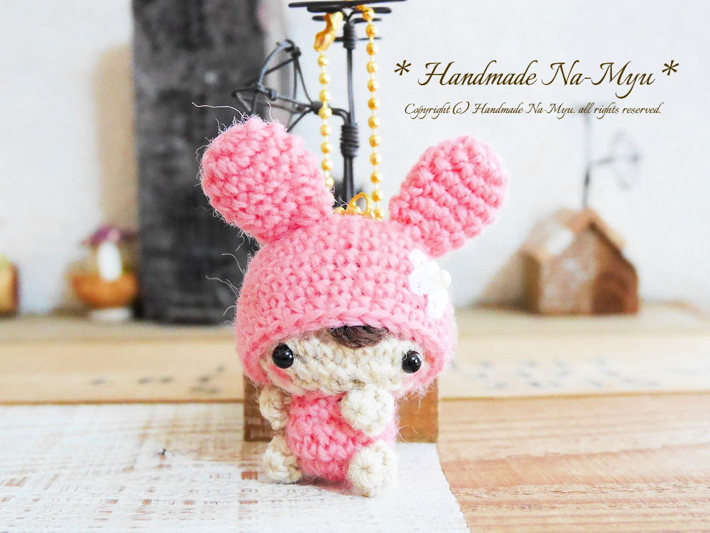 受注制作 あみぐるみ うさ耳帽子のベビーちゃん お花 S ボールチェーン Iichi ハンドメイド クラフト作品 手仕事品の通販