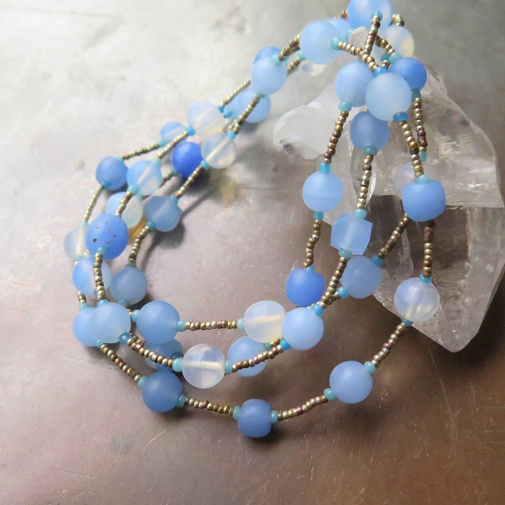 アンティーク ボヘミアン 青mix メタルビーズ ネックレス 百世 Momotose 西 Iichi ハンドメイド クラフト作品 手仕事品の通販