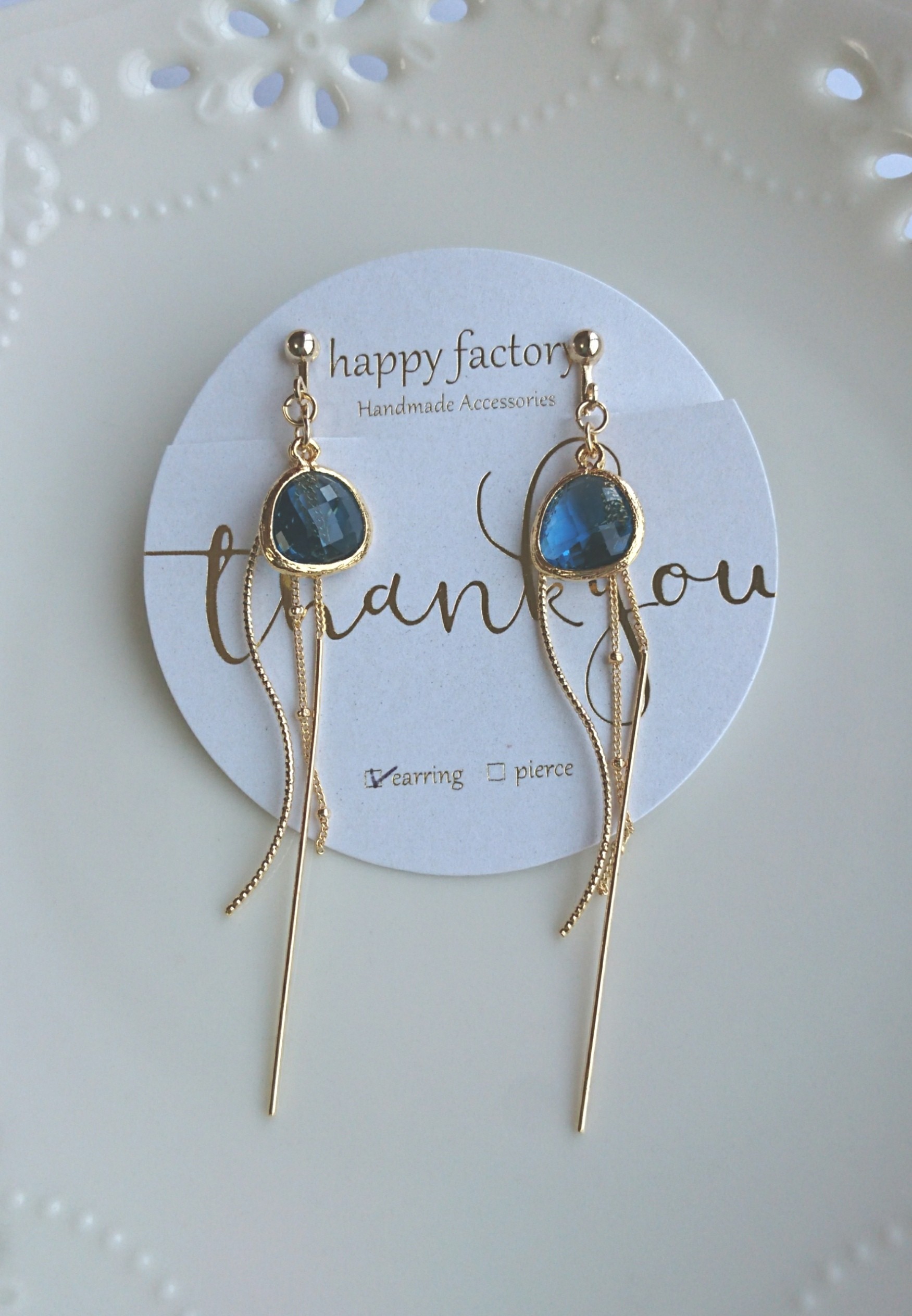 アクアマリンチェーンタッセルイヤリング Iichi ハンドメイド クラフト作品 手仕事品の通販